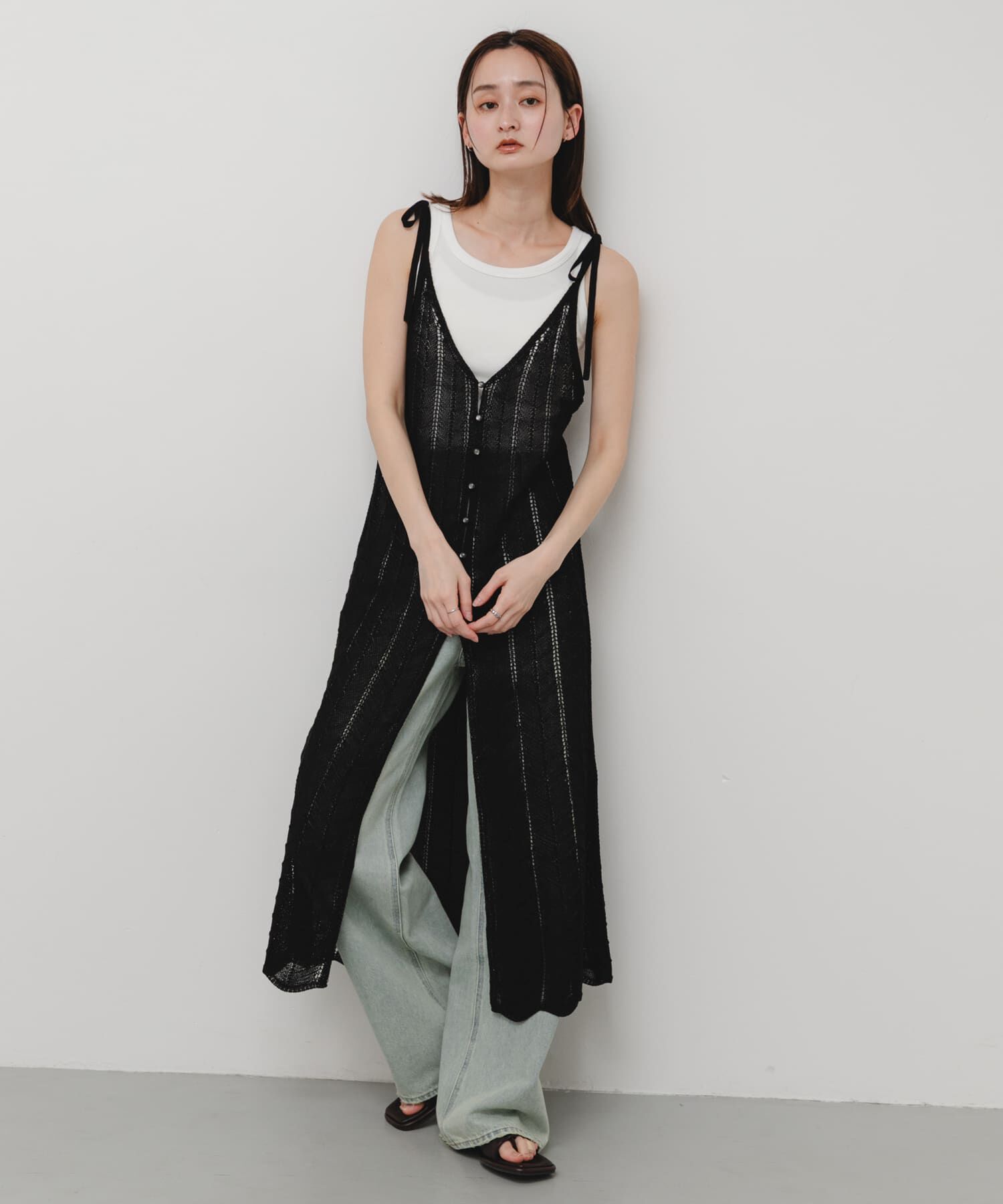 SENSE OF PLACE by URBAN RESEARCH「『洗濯可』フロントボタンレースアミキャミワンピース」|ワンピース|