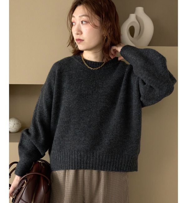 「《WEB限定》イージーケア/ウォッシャブルワイドクルーネックニット」|ニット・セーター|Ｃ／グレー