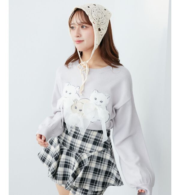  「オメカシにゃんずリボンニット」|ニット・セーター|