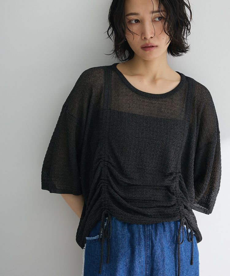 Green Parks「・ELENCARE DUE シャーリングシアーニット」|ニット・セーター|Black