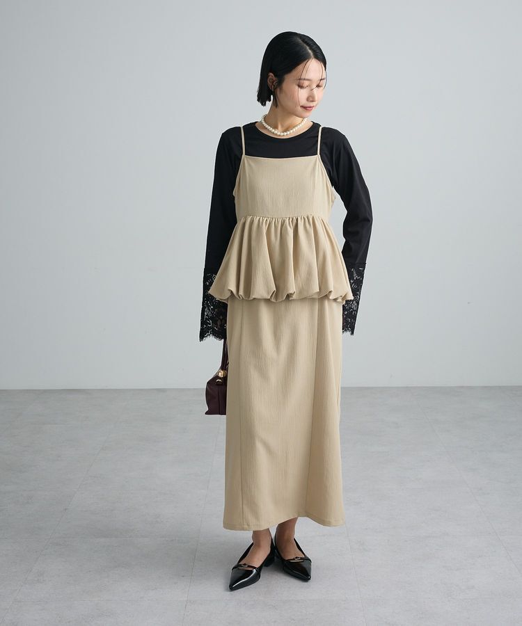 Green Parks「ペプラムバルーンキャミワンピース」|ワンピース|Beige
