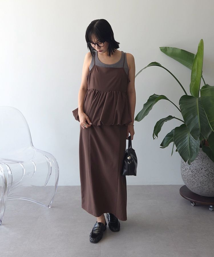 Green Parks「ペプラムバルーンキャミワンピース」|ワンピース|Brown