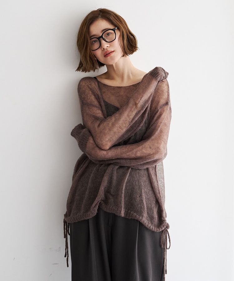 Editt by YECCA VECCA「アルパカ混ドロストメッシュニット」|ニット・セーター|Brown
