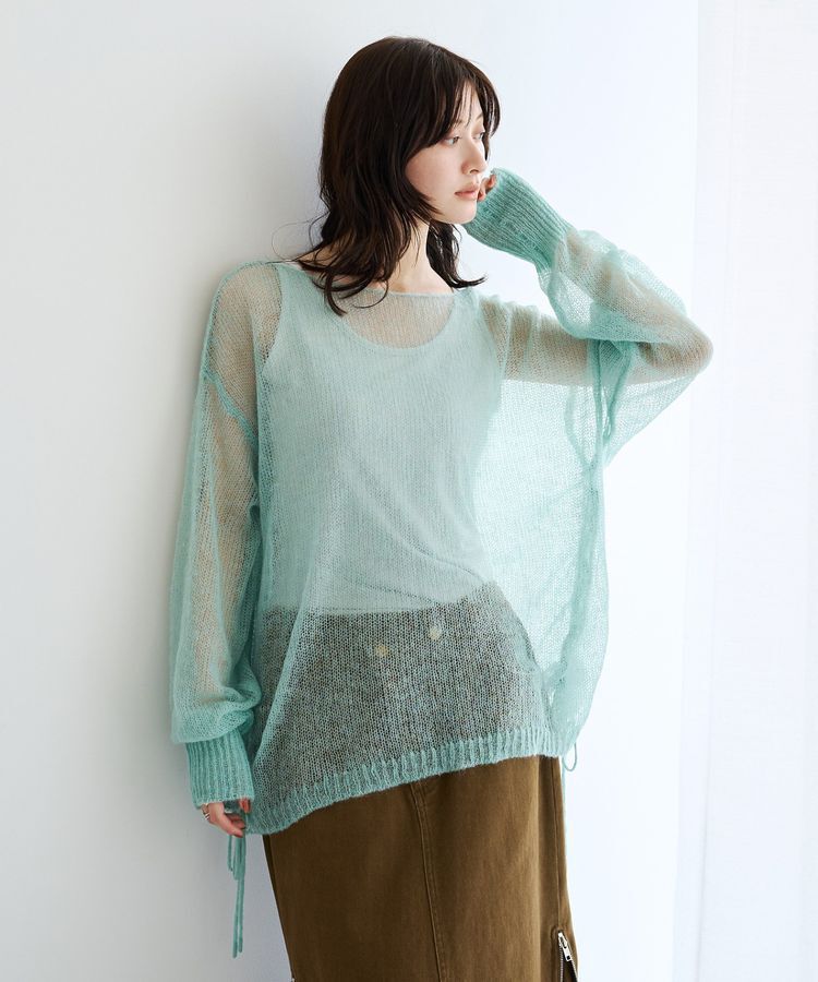 Editt by YECCA VECCA「アルパカ混ドロストメッシュニット」|ニット・セーター|Light Green