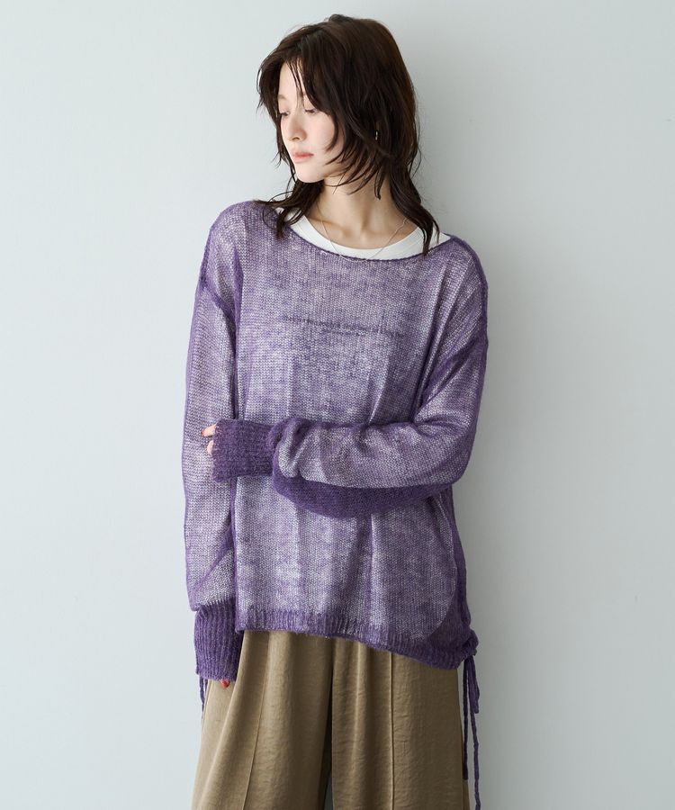Editt by YECCA VECCA「アルパカ混ドロストメッシュニット」|ニット・セーター|Purple