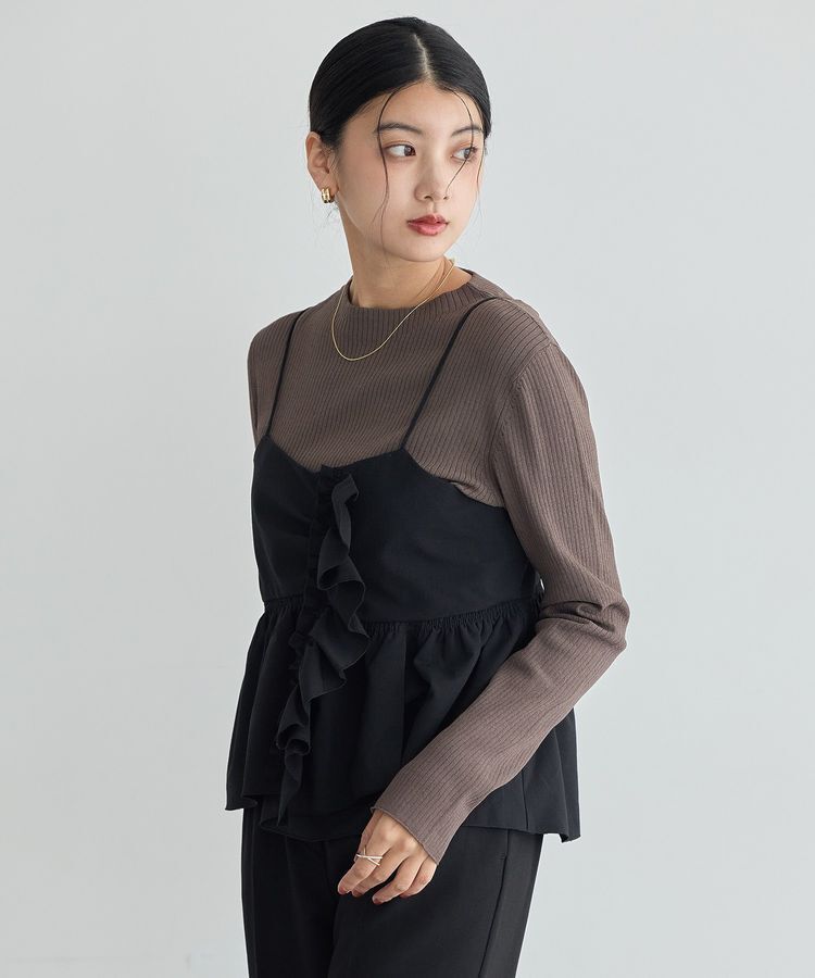 YECCA VECCA「【2点SET】ラッフルキャミセット長袖ニット」|ニット・セーター|