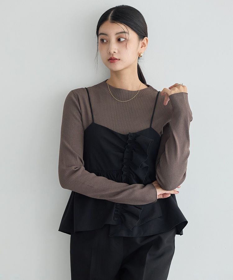 YECCA VECCA「【2点SET】ラッフルキャミセット長袖ニット」|ニット・セーター|
