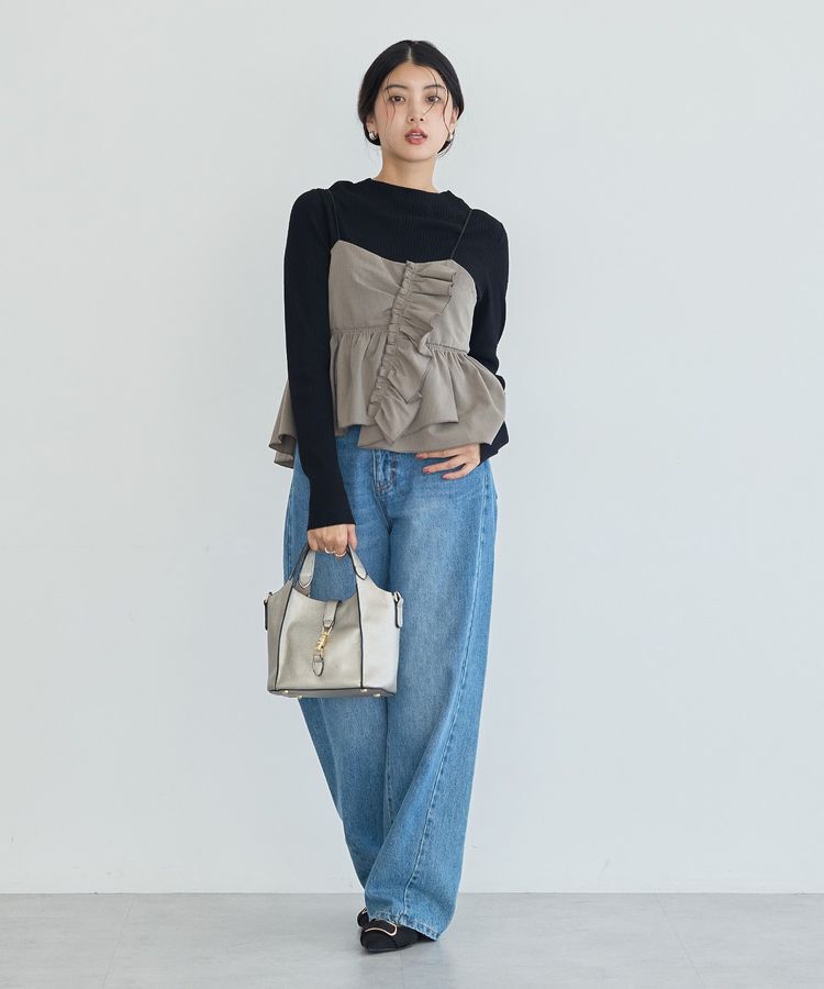 YECCA VECCA「【2点SET】ラッフルキャミセット長袖ニット」|ニット・セーター|