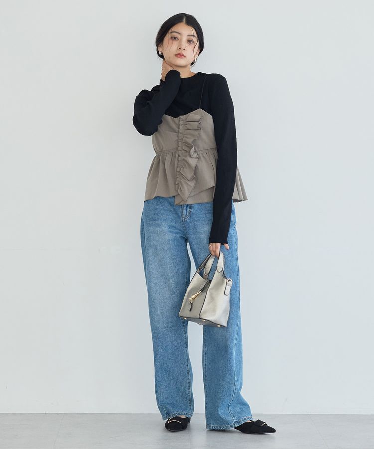 YECCA VECCA「【2点SET】ラッフルキャミセット長袖ニット」|ニット・セーター|
