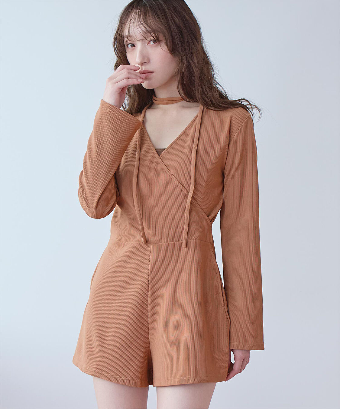 SEA DRESS「カシュクールオールインワン」|コンビネゾン|ピンクブラウン