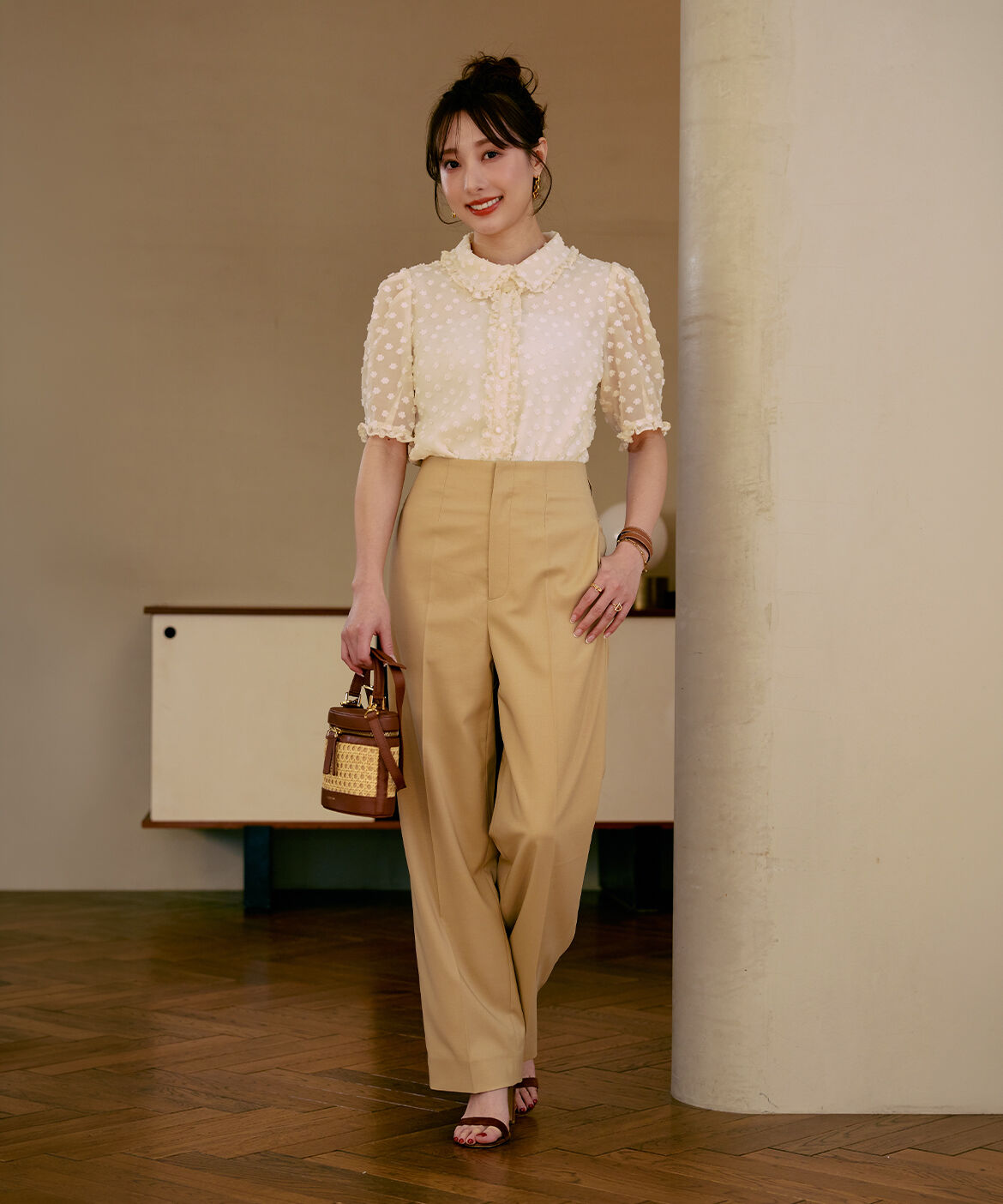 Maglie le cassetto「《M Maglie le cassetto&times;冨張愛》華やぎフリルカラードットジャガードブラウス」|シャツ・ブラウス|
