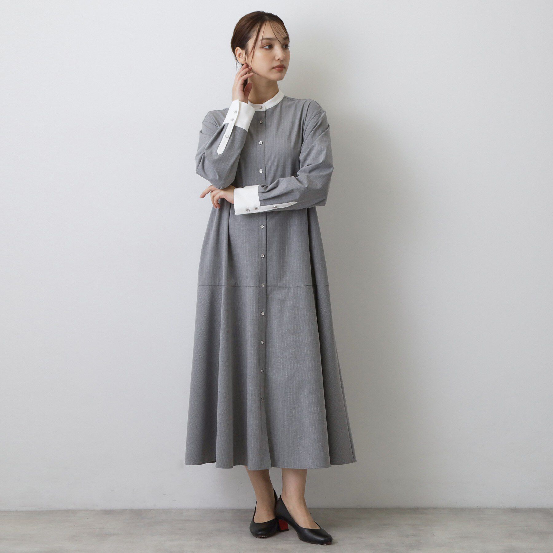 DRESSTERIOR「ウォッシャブルストライプシャツワンピース」|ワンピース|