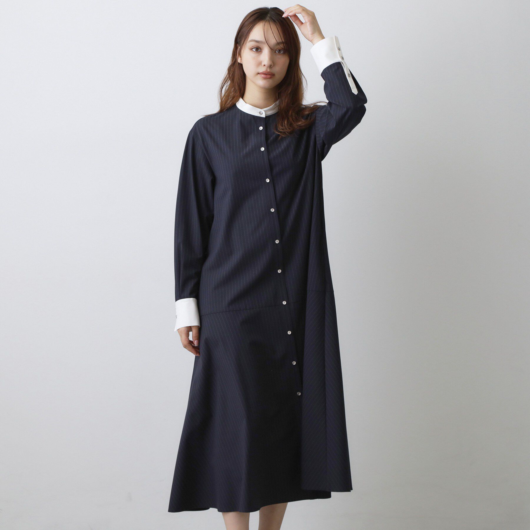 DRESSTERIOR「ウォッシャブルストライプシャツワンピース」|ワンピース|