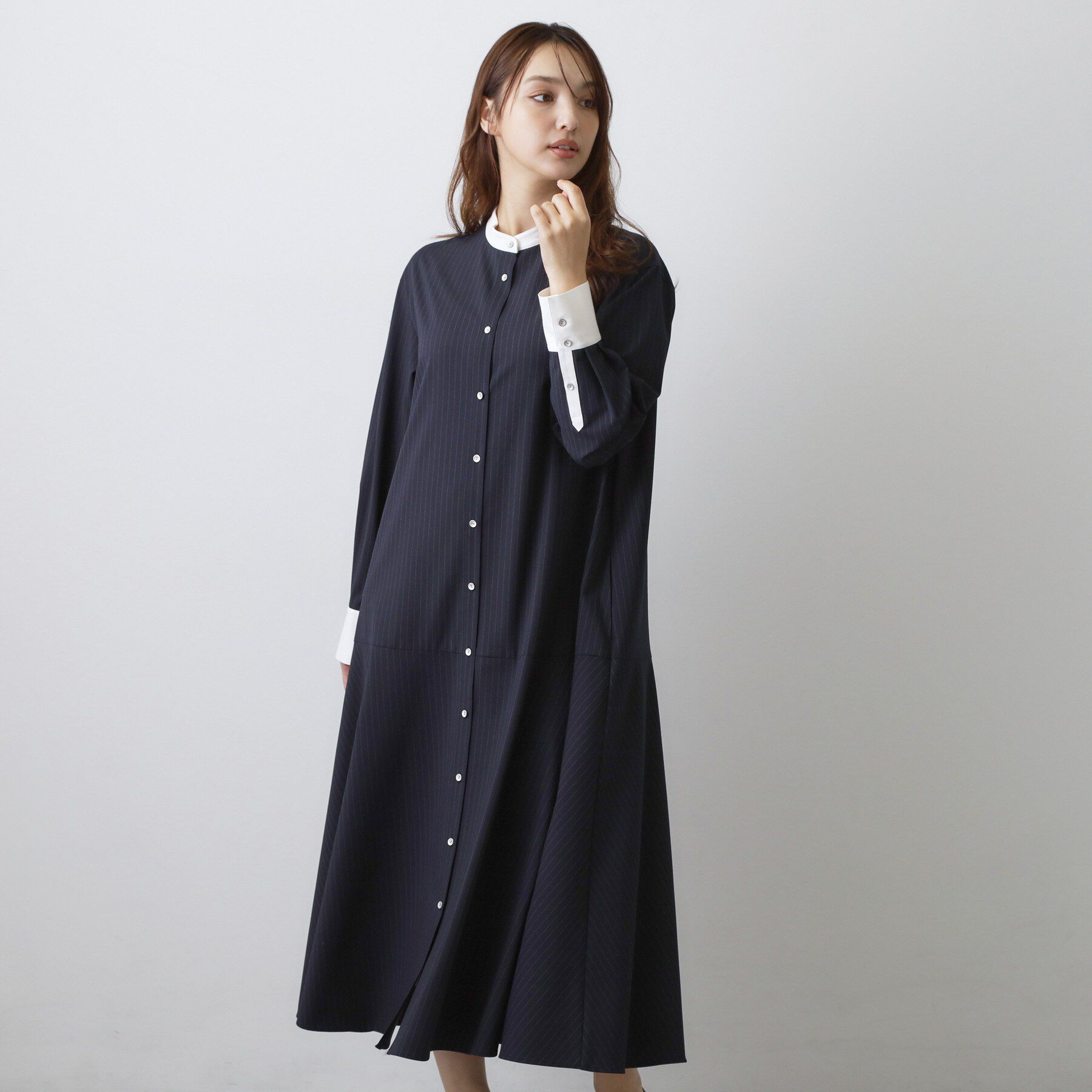 DRESSTERIOR「ウォッシャブルストライプシャツワンピース」|ワンピース|