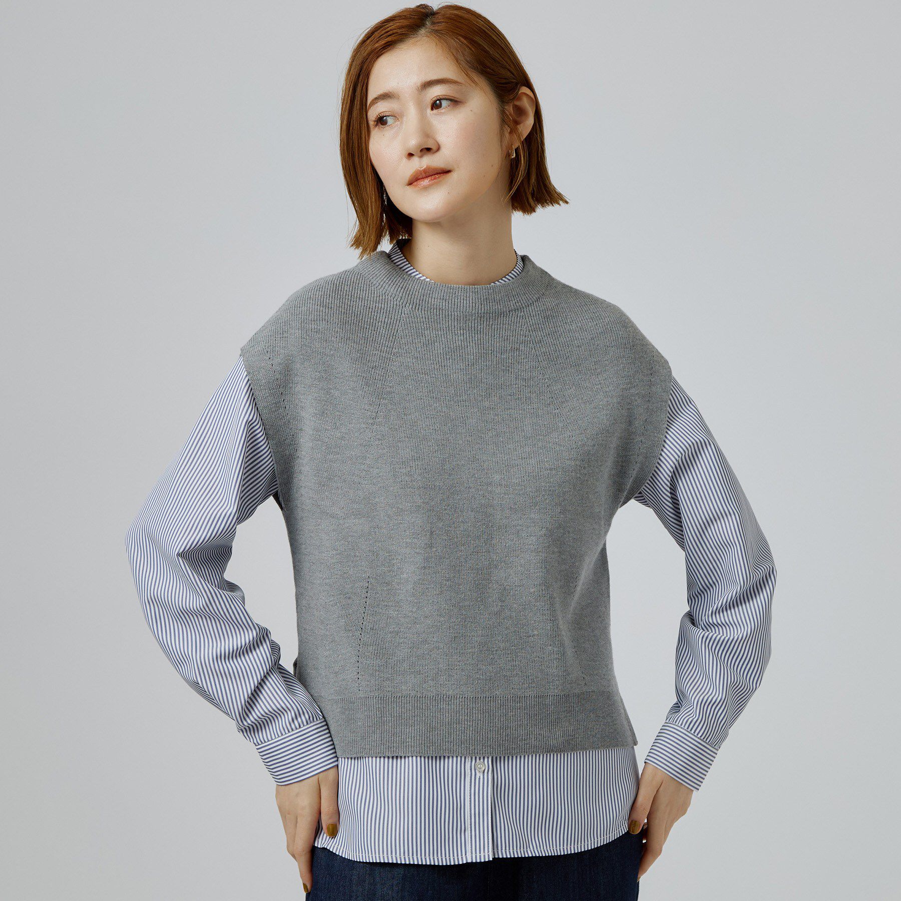 grove「【時短・着回し】ニットベスト&times;シャツSET」|その他|