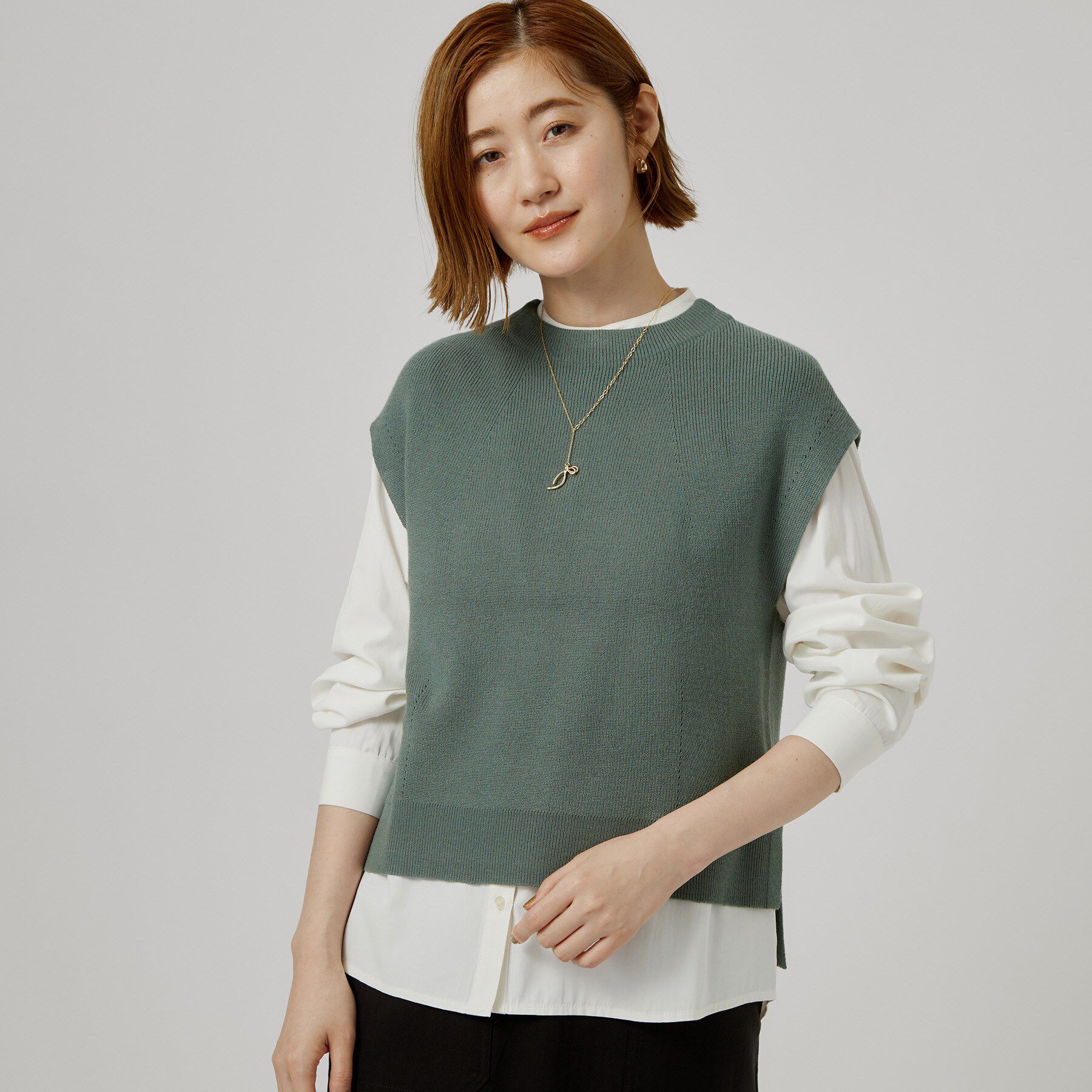 grove「【時短・着回し】ニットベスト&times;シャツSET」|その他|