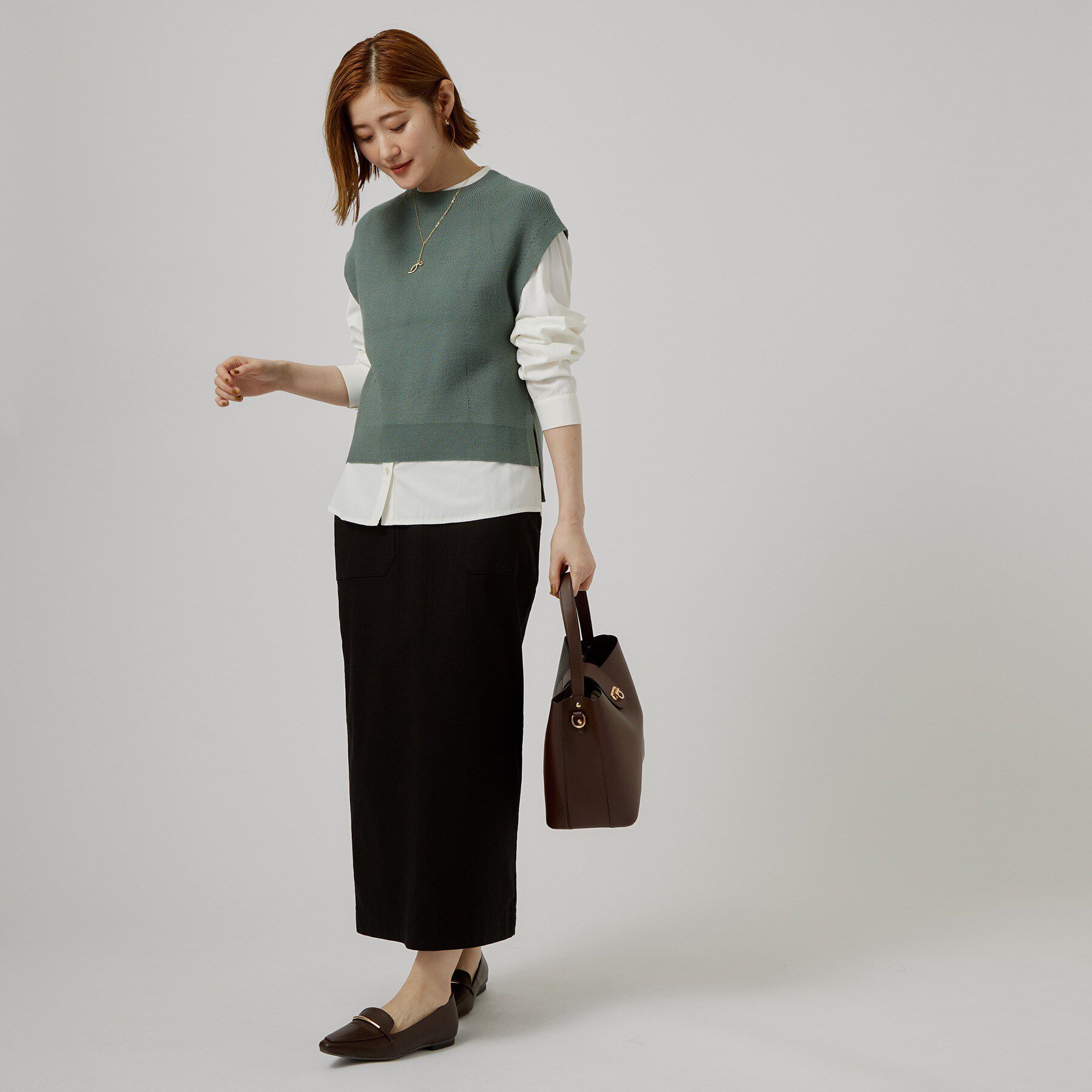 grove「【時短・着回し】ニットベスト&times;シャツSET」|その他|