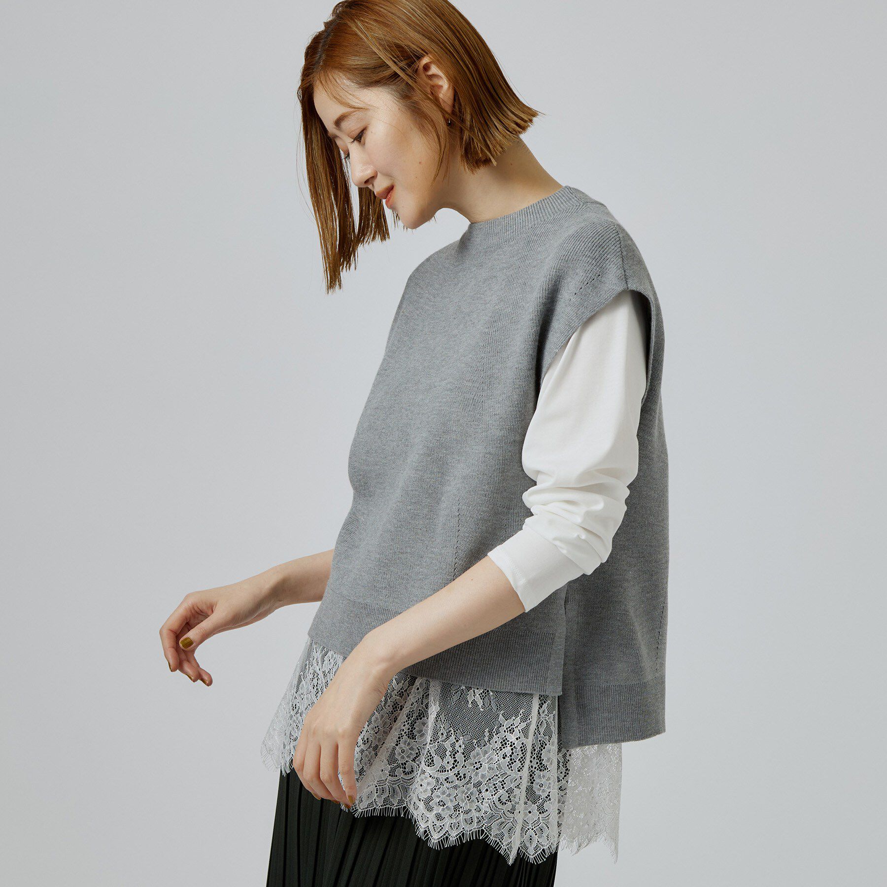 grove「【時短・着回し】ニットベスト&times;シャツSET」|その他|