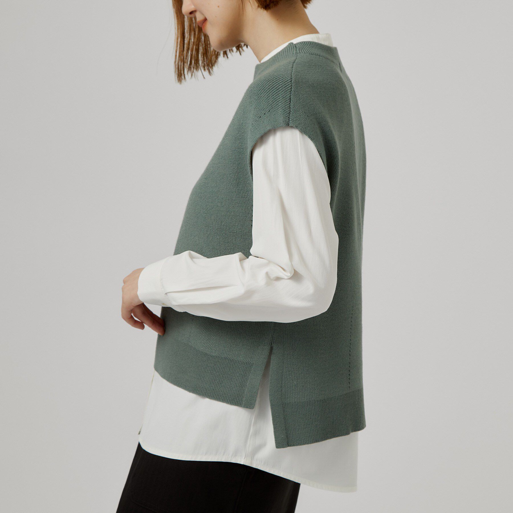 grove「【時短・着回し】ニットベスト&times;シャツSET」|その他|