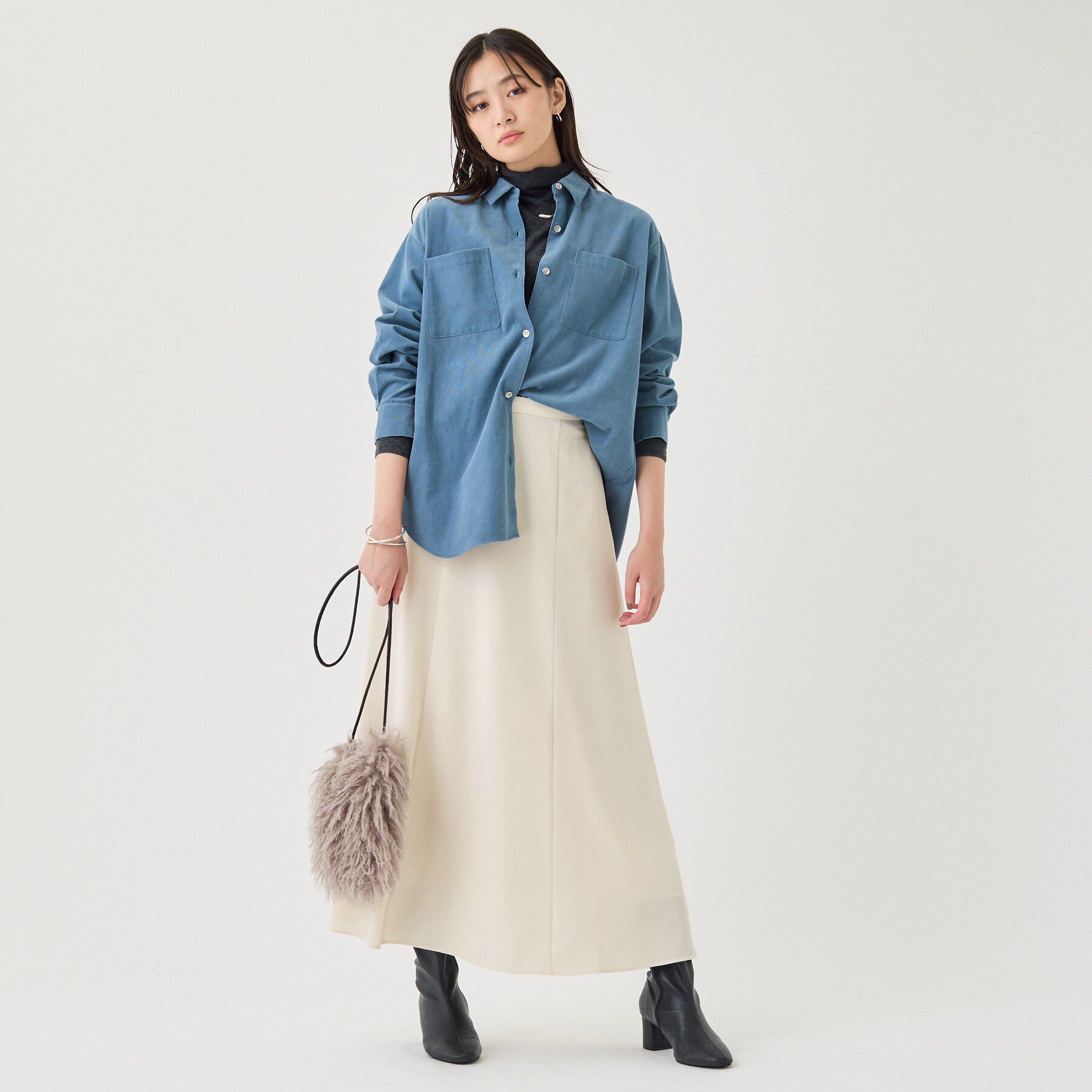 INDIVI「【美シルエット】ジョーゼットサテンセミフレアスカート」|スカート|
