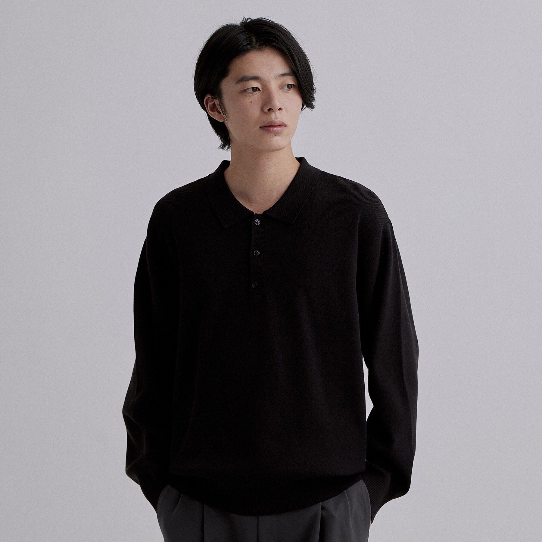 tk.TAKEO KIKUCHI「CARE FREE KNITポロシャツ」|ニット・セーター|ブラック(019)