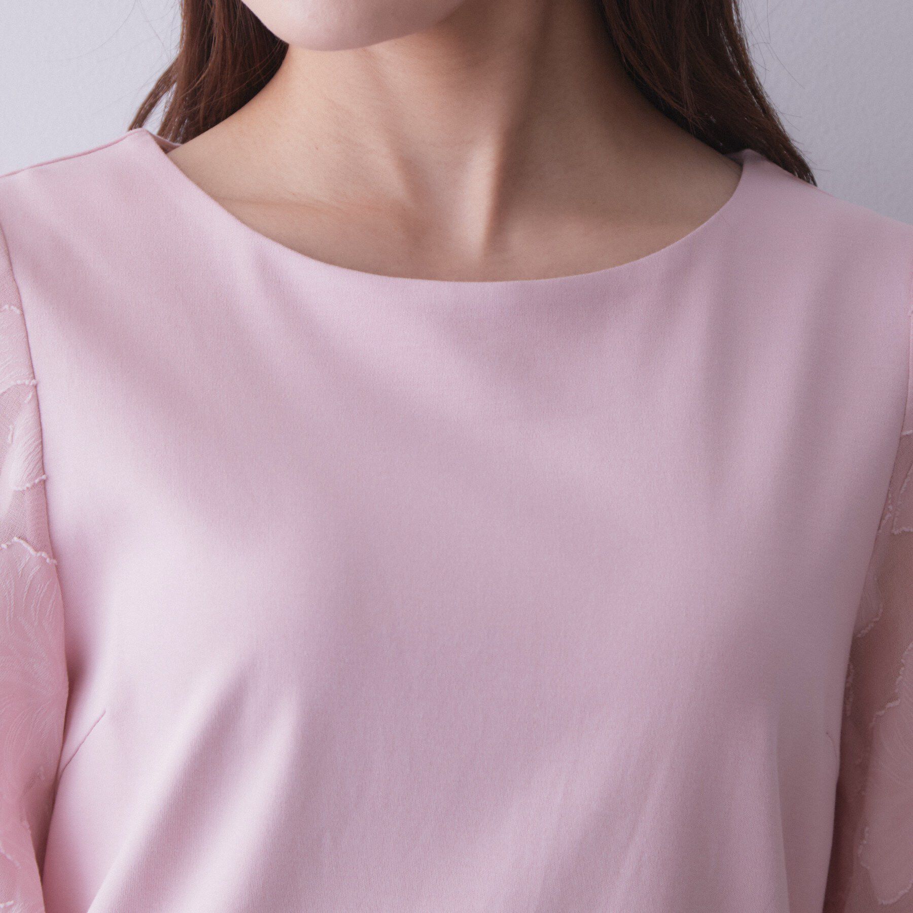 index「花柄ジャカード５分袖トップス《接触冷感／UVケア／洗濯機OK》」|Tシャツ・カットソー|
