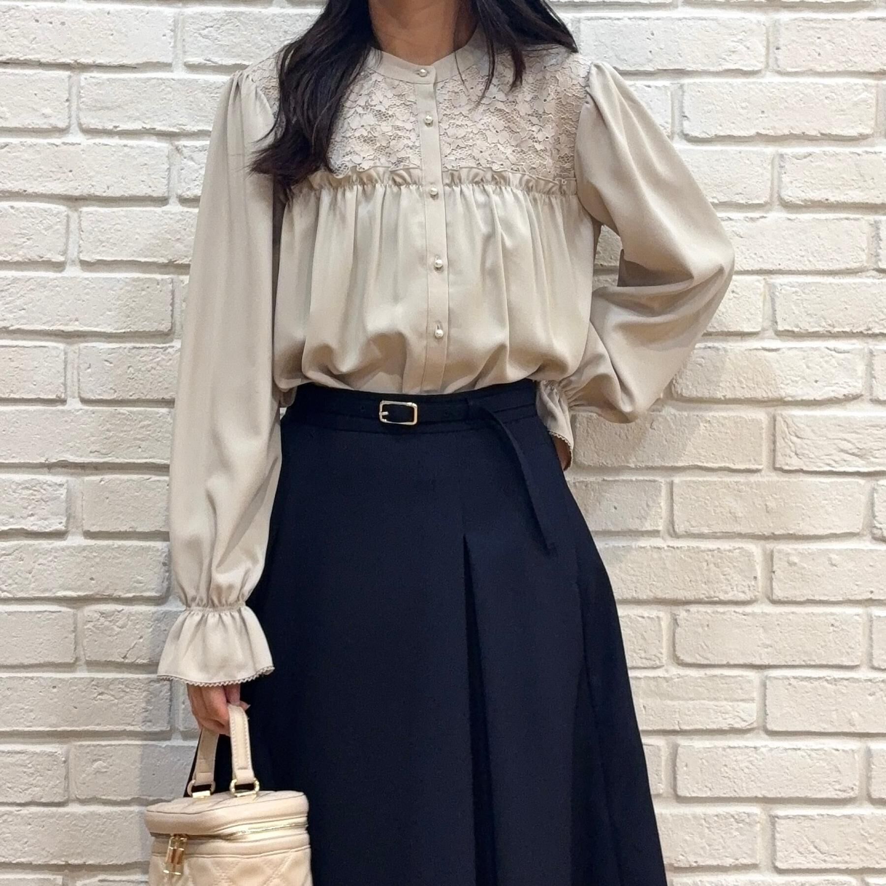Couture broach「【フリルカフスが華やか】レースギャザーブラウス」|シャツ・ブラウス|
