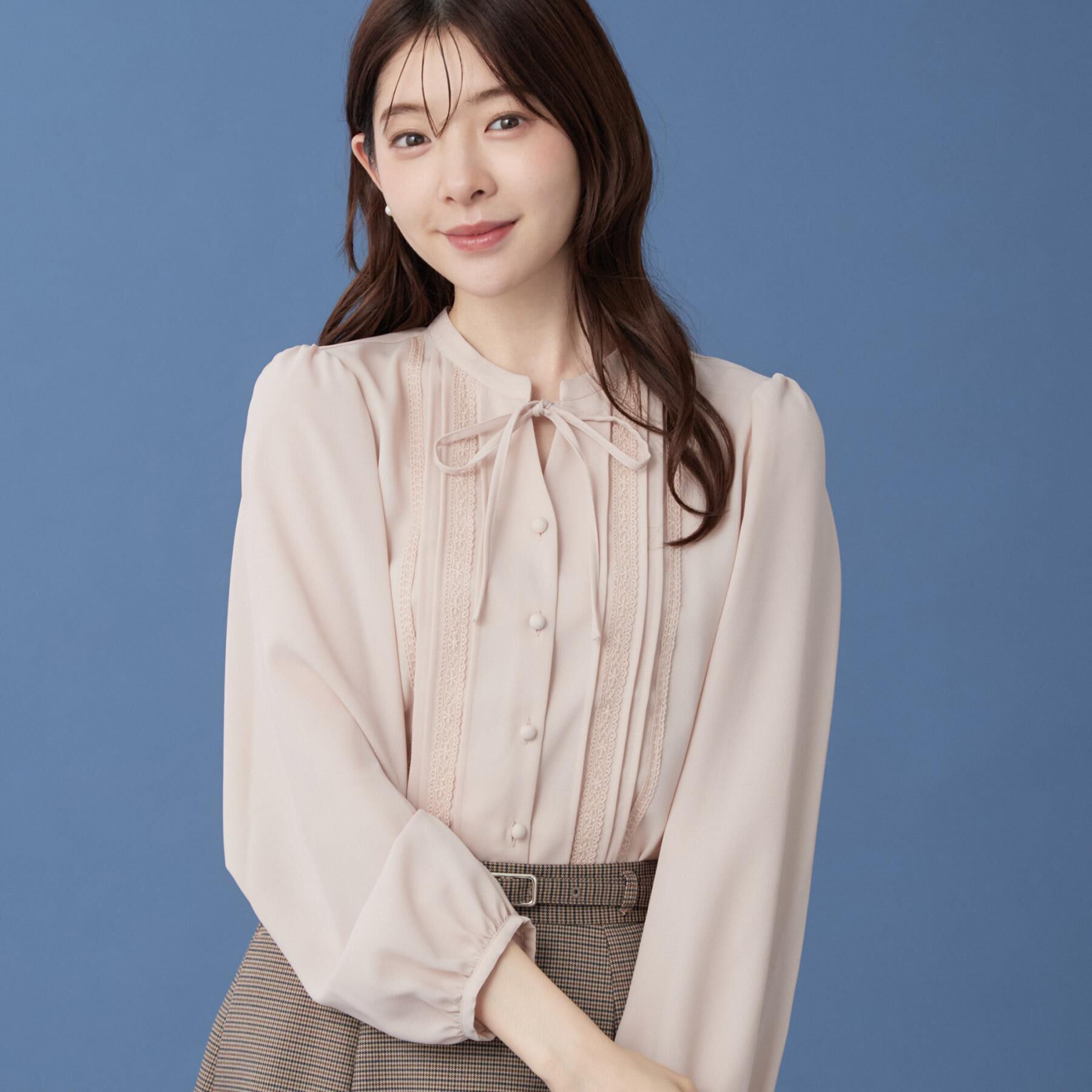 Couture broach「【衿元リボンが可憐】ピンタック レース ブラウス」|シャツ・ブラウス|
