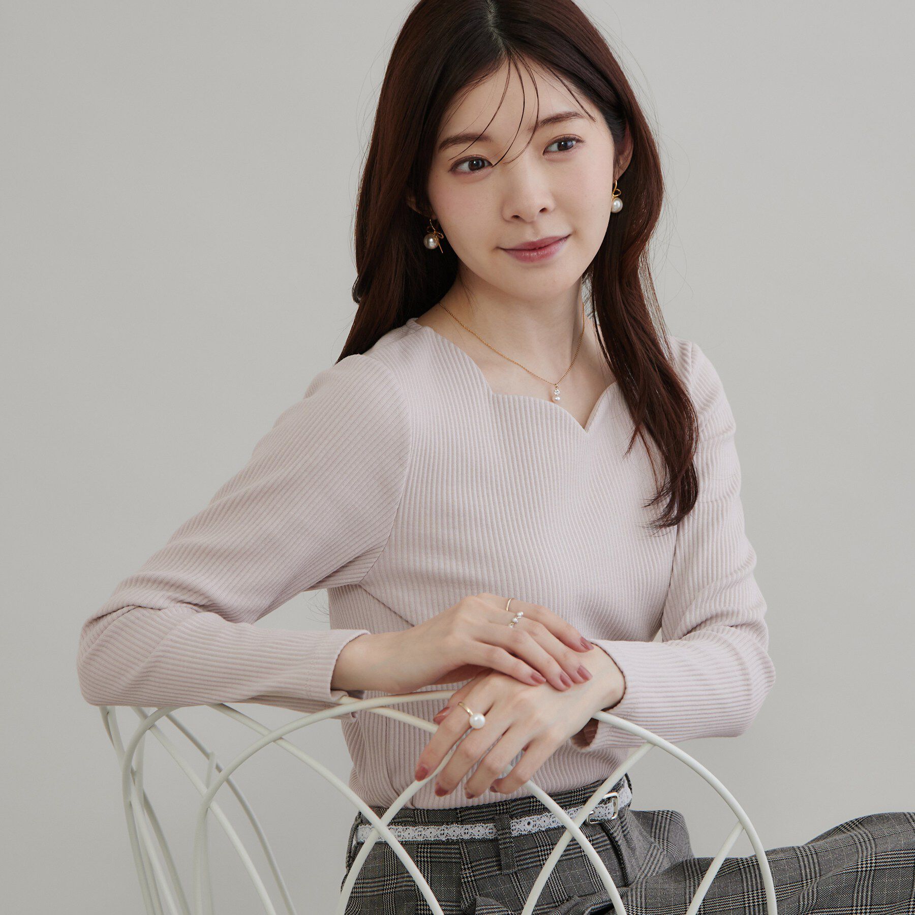 Couture broach「【デコルテ美しく】ハートネック テレコトップス」|Tシャツ・カットソー|