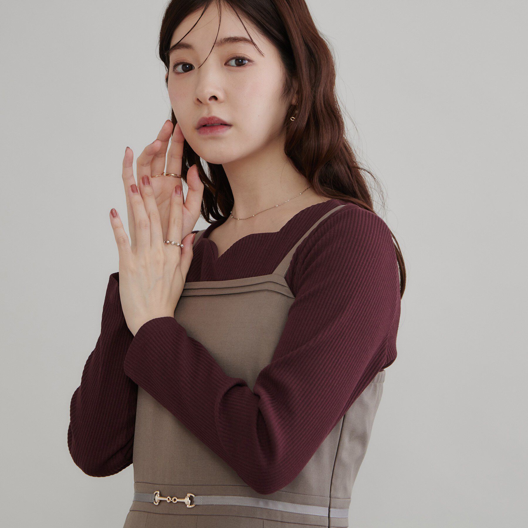 Couture broach「【デコルテ美しく】ハートネック テレコトップス」|Tシャツ・カットソー|