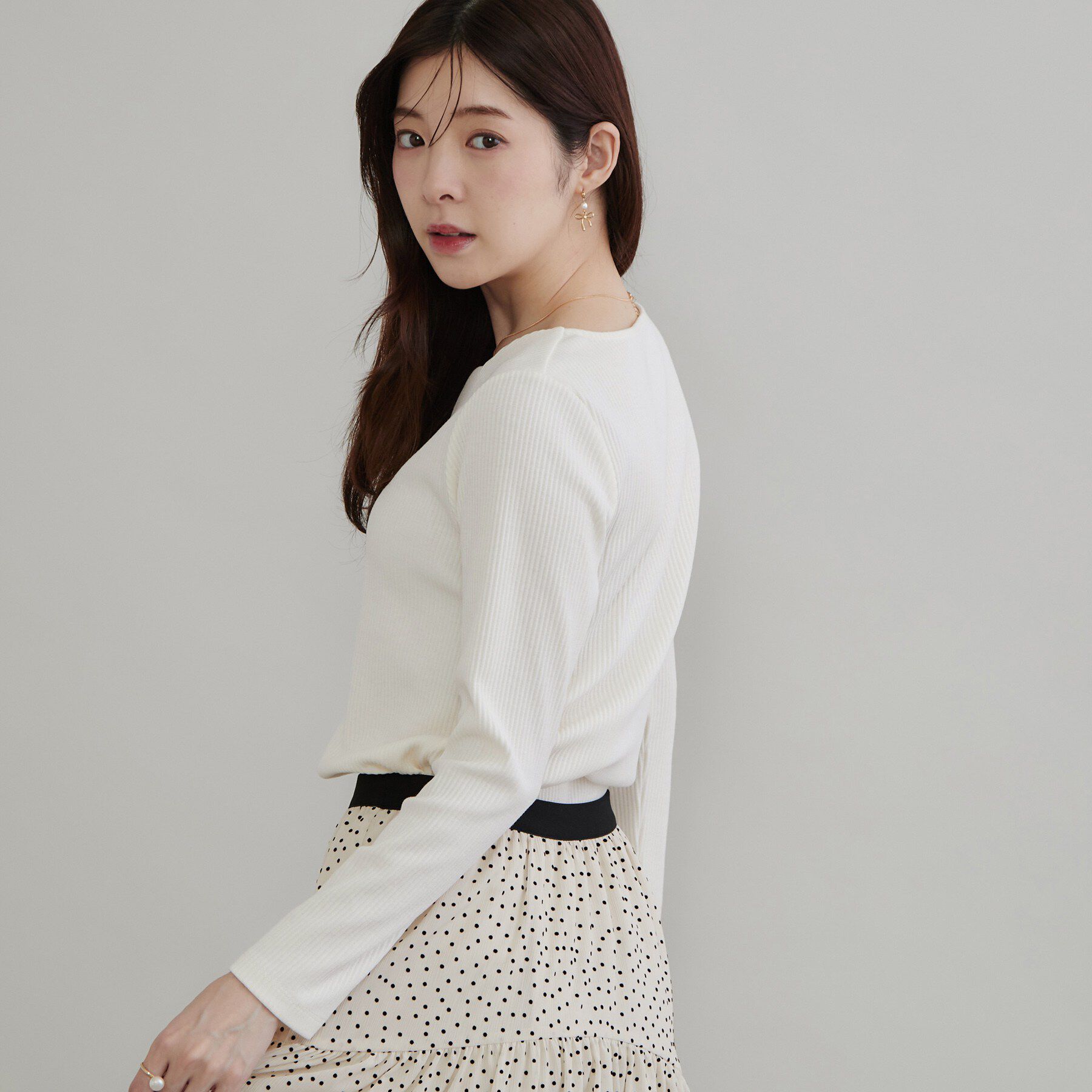 Couture broach「【デコルテ美しく】ハートネック テレコトップス」|Tシャツ・カットソー|