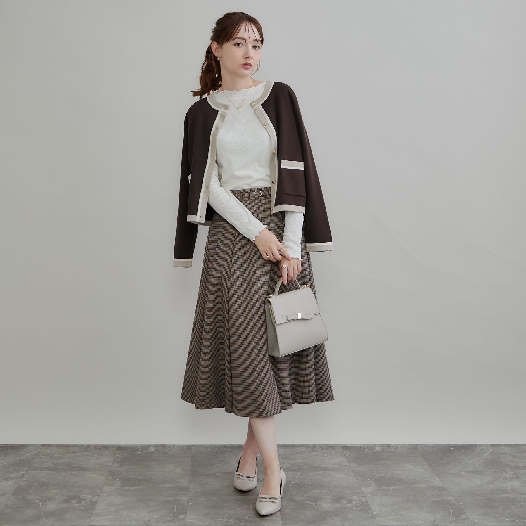 Couture broach「【一枚で主役級】配色総針スカラカーディガン」|カーディガン|