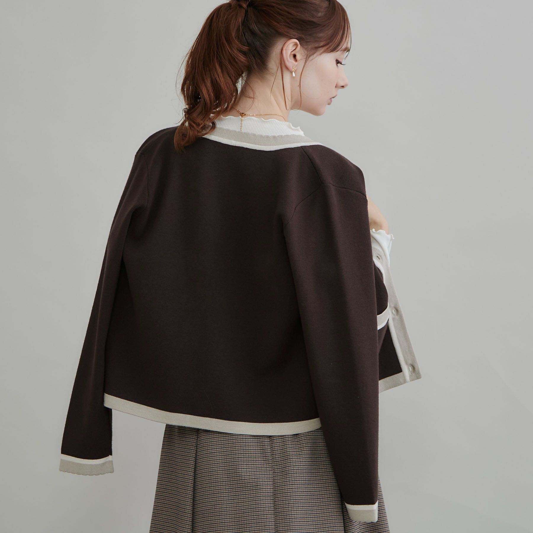 Couture broach「【一枚で主役級】配色総針スカラカーディガン」|カーディガン|