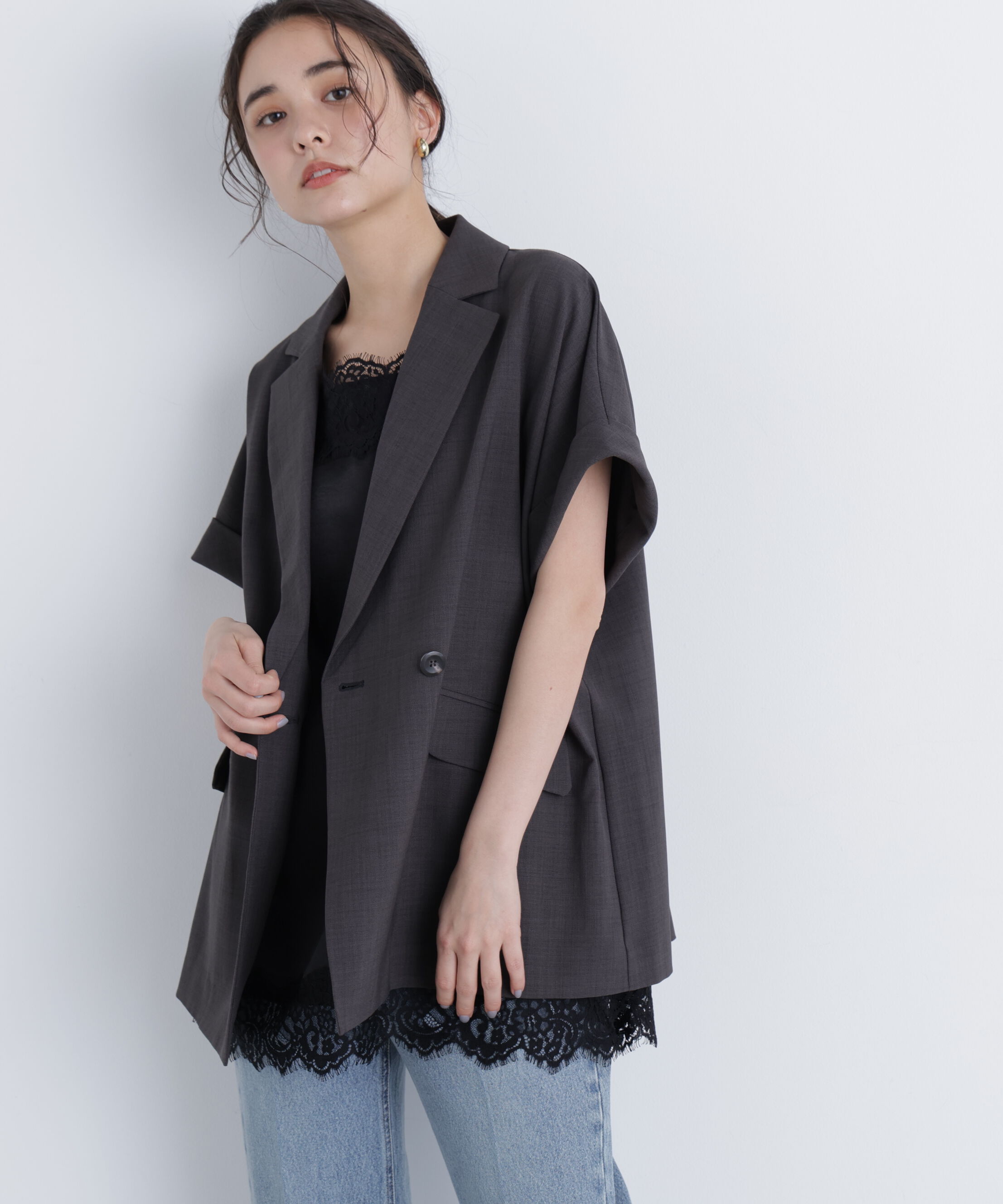  「リネンライク SETUP ハーフスリーブジャケット」|その他|