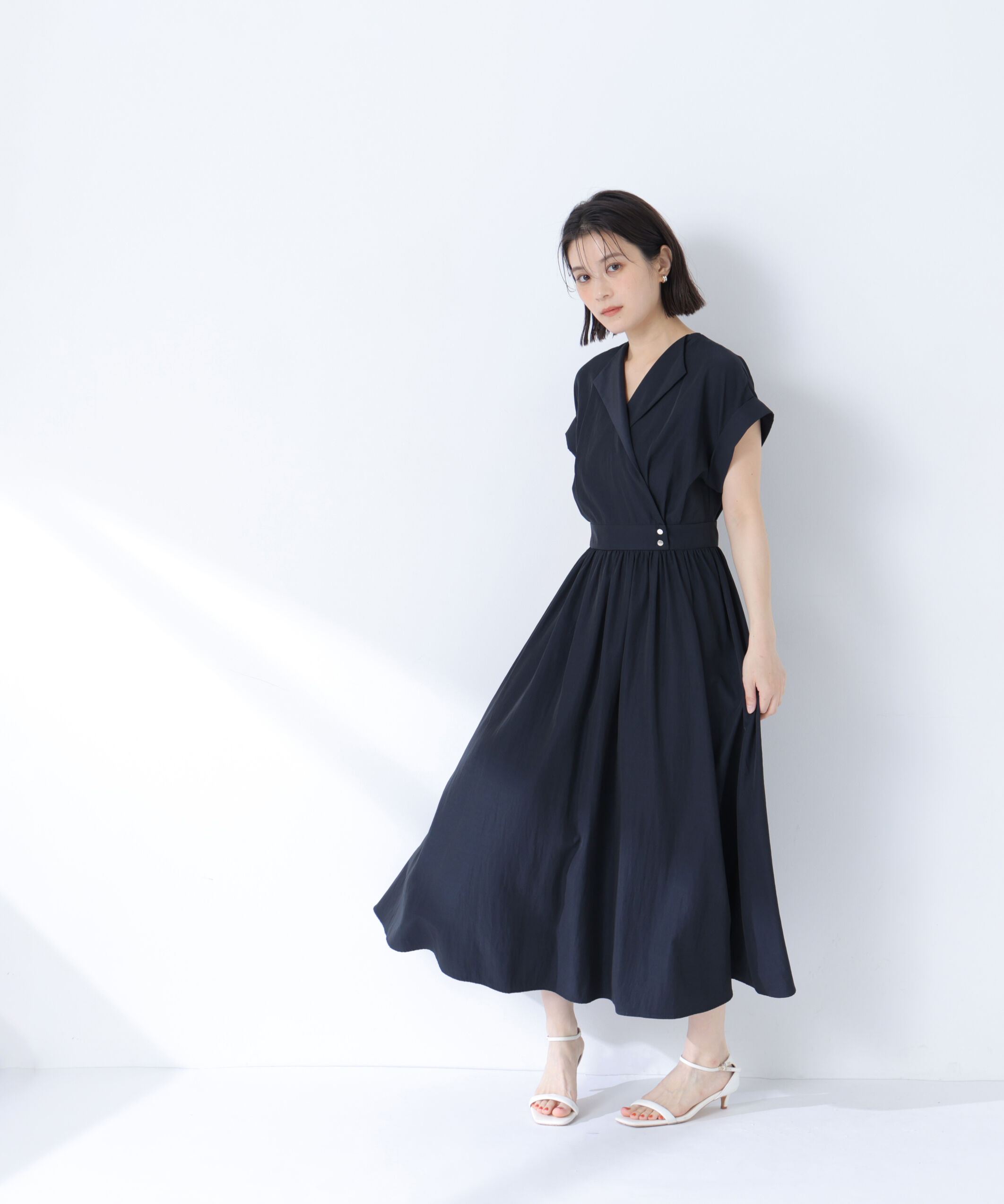  「開襟フレンチワンピース」|ワンピース|