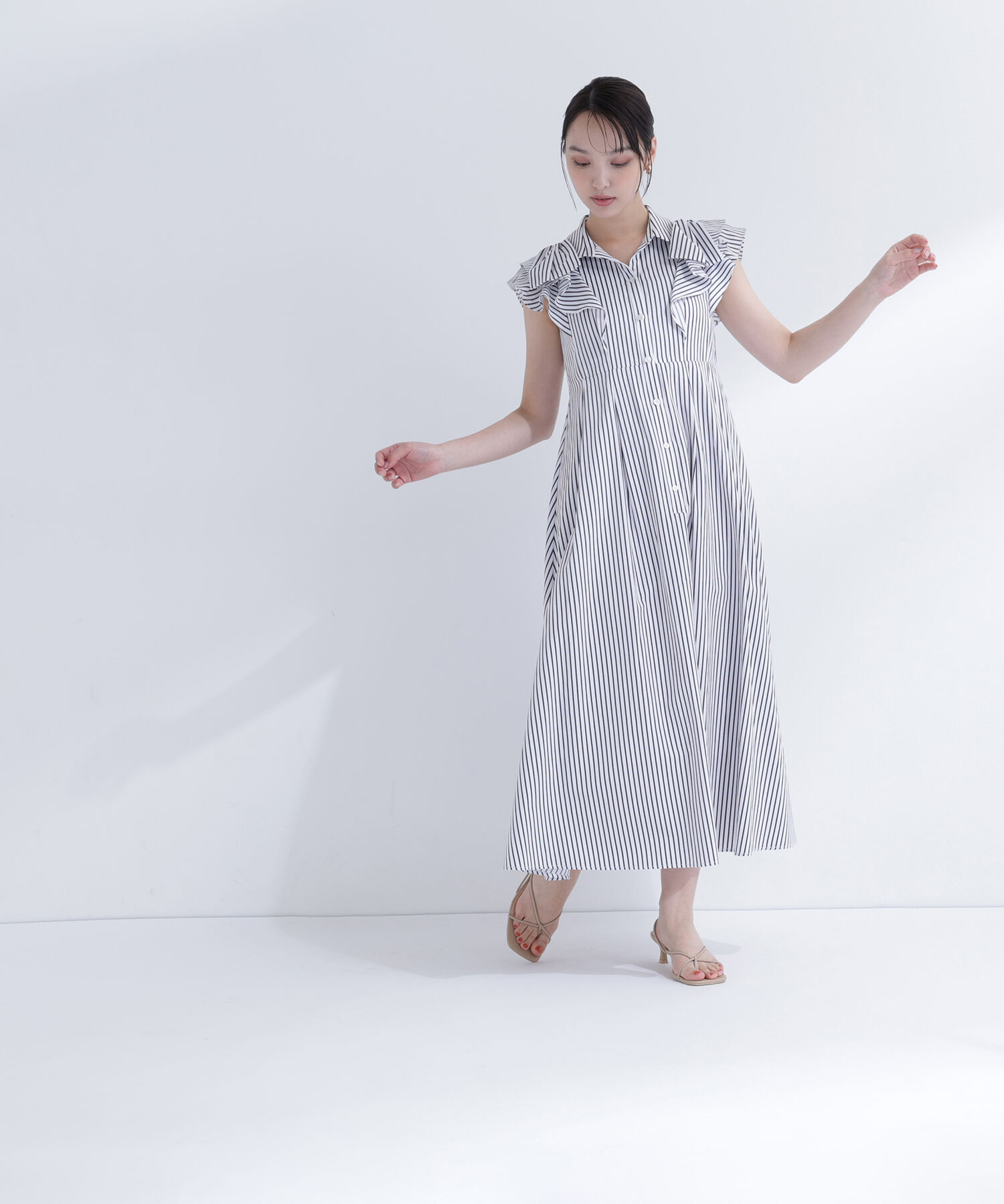  「リボンラッフルシャツワンピース」|ワンピース|