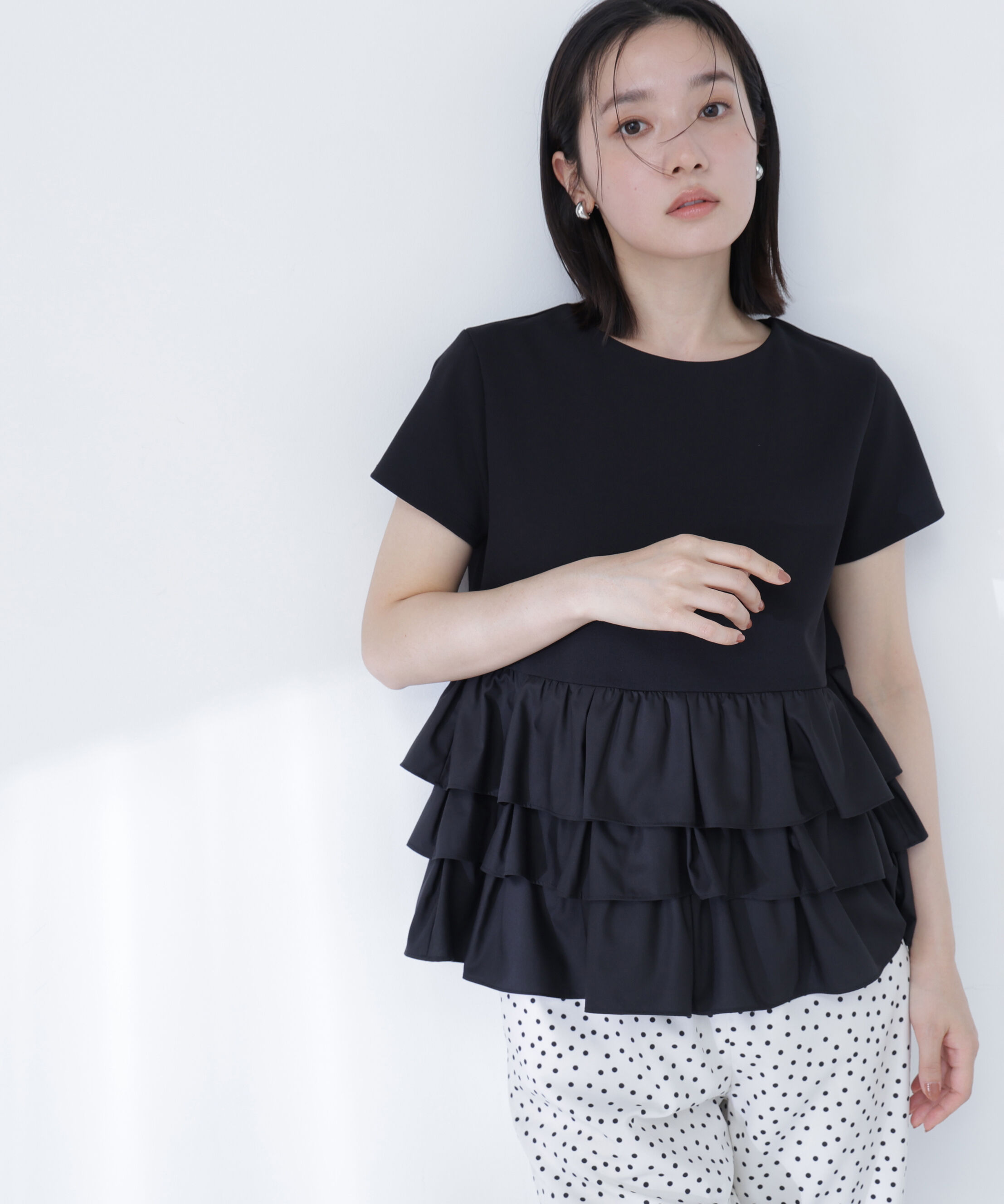  「ドッキングペプラムカットソー」|Tシャツ・カットソー|ブラック