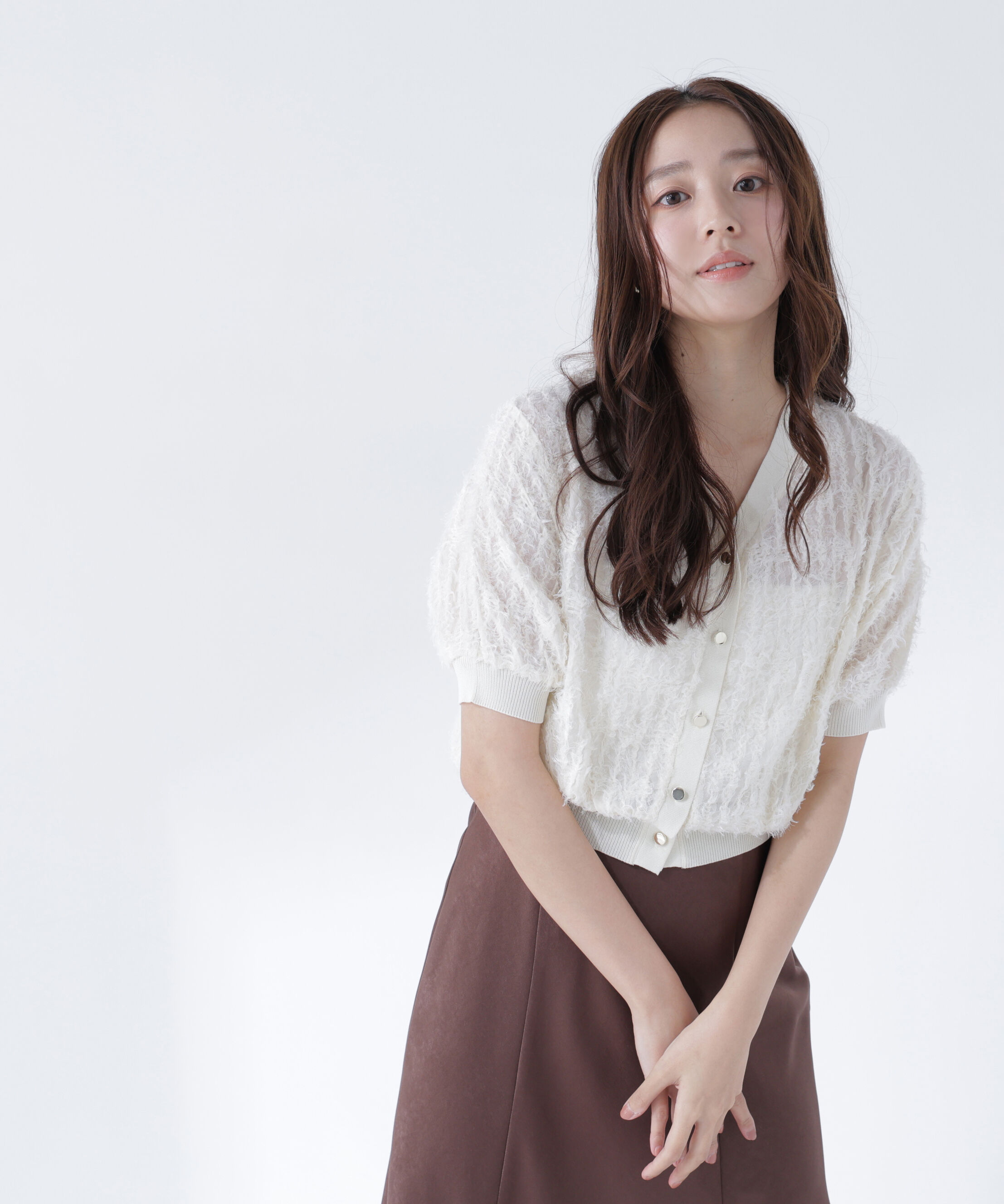  「チュール刺繍シアーカーディガン」|Tシャツ・カットソー|オフホワイト1