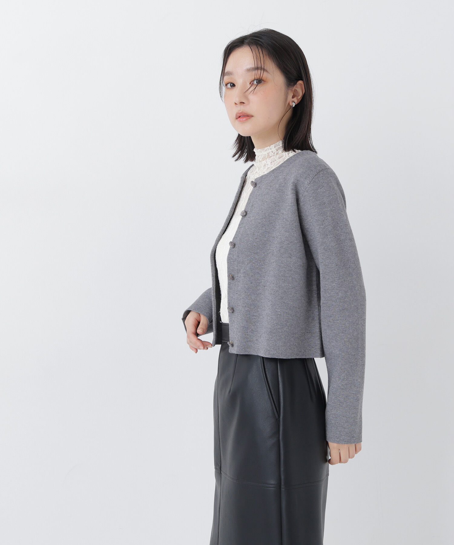  「フラワーボタンニットジャケット　26AW」|ニット・セーター|