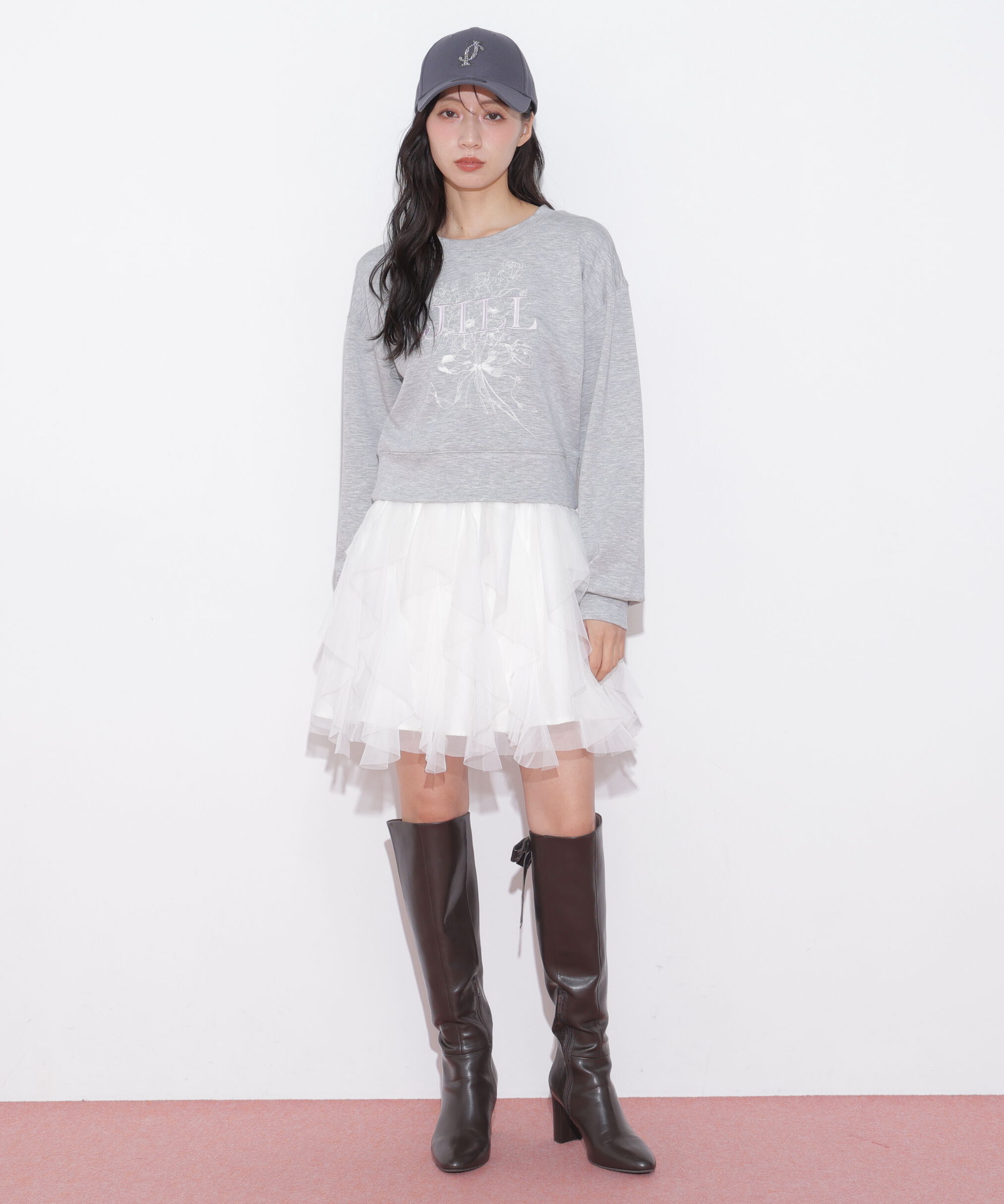  「リボンブーケロゴ刺繍スウェット」|Tシャツ・カットソー|