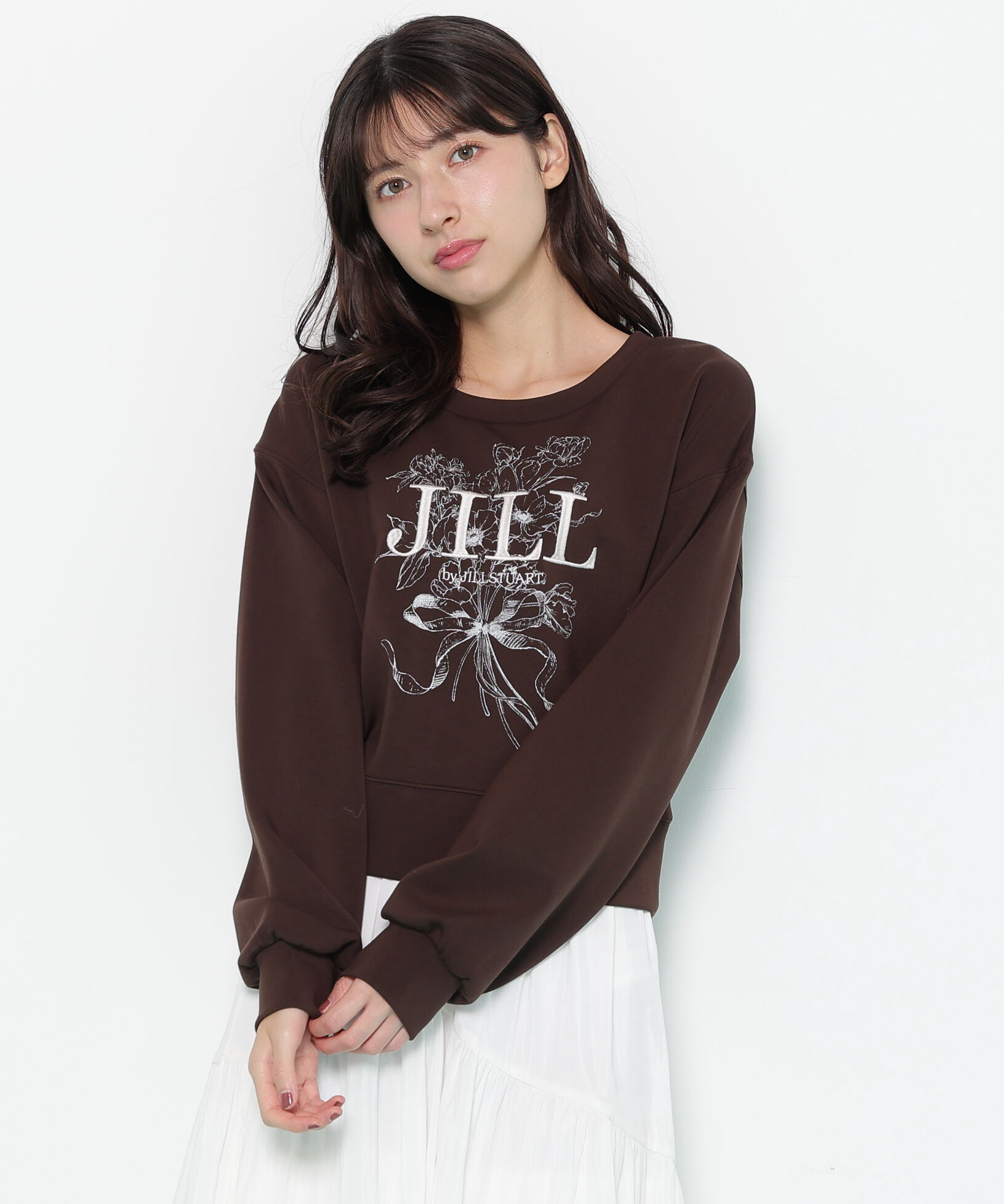  「リボンブーケロゴ刺繍スウェット」|Tシャツ・カットソー|