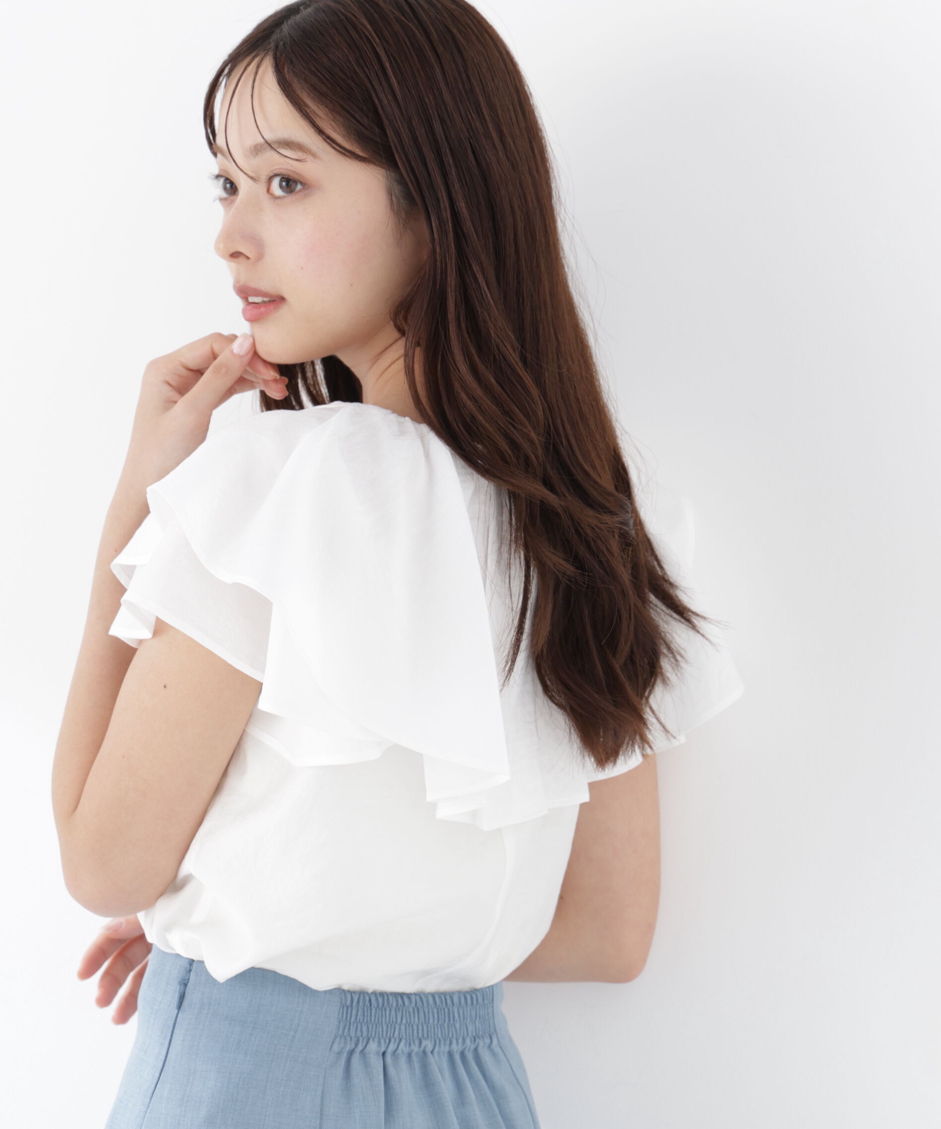 PROPORTION BODY DRESSING「パール付きラッフルブラウス」|シャツ・ブラウス|