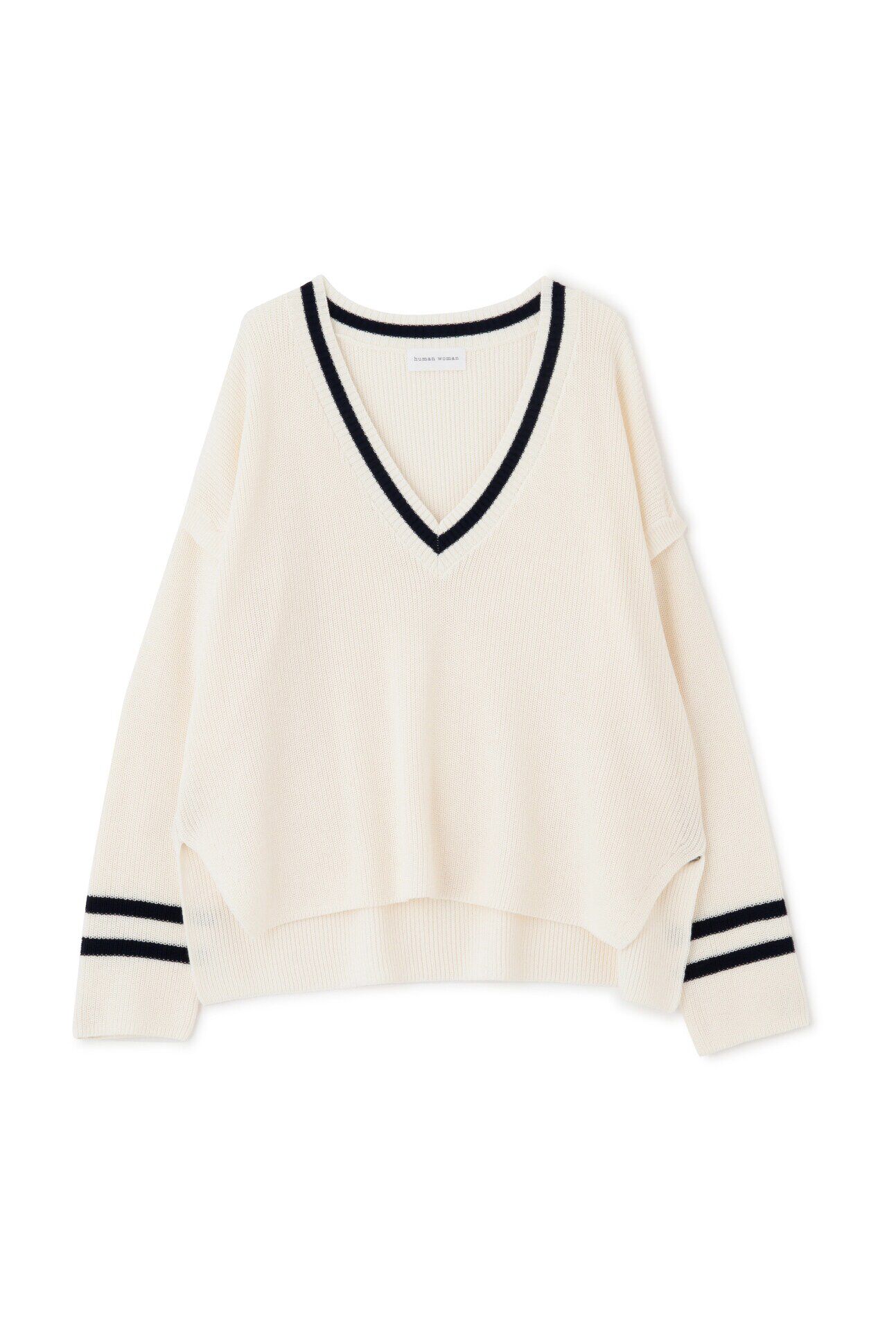  「◆≪ウォッシャブル≫ 2WAYライン入Ｖネックプルオーバー」|ニット・セーター|