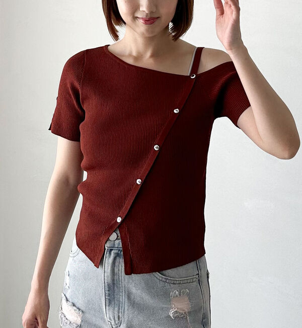 archives「アシメボタンワンショルニット」|ニット・セーター|
