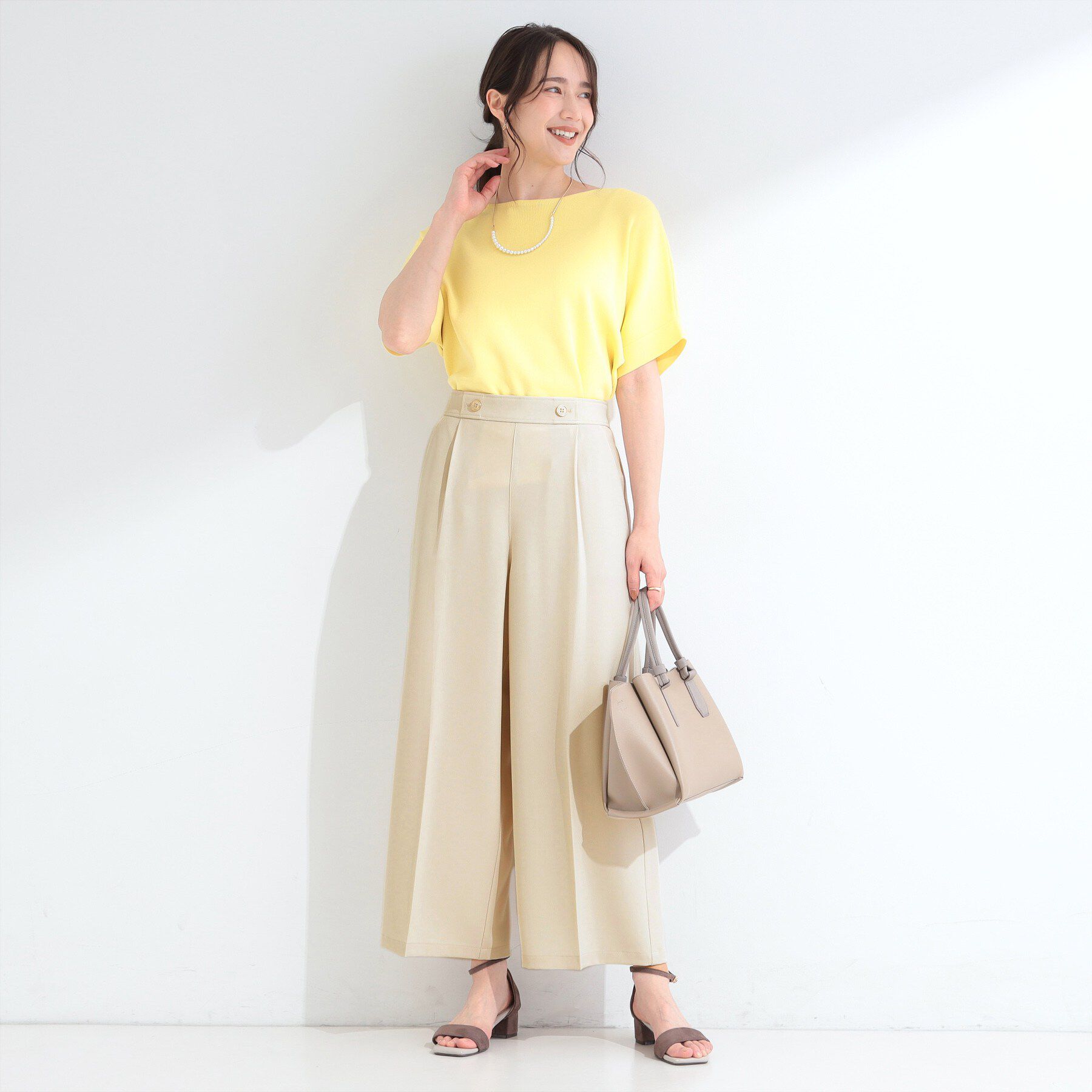 SHOO･LA･RUE「【着丈選べる/洗濯後しわになりにくい/S-LL】大人の上品シルエット センタープレスタックワイドパン」|その他|