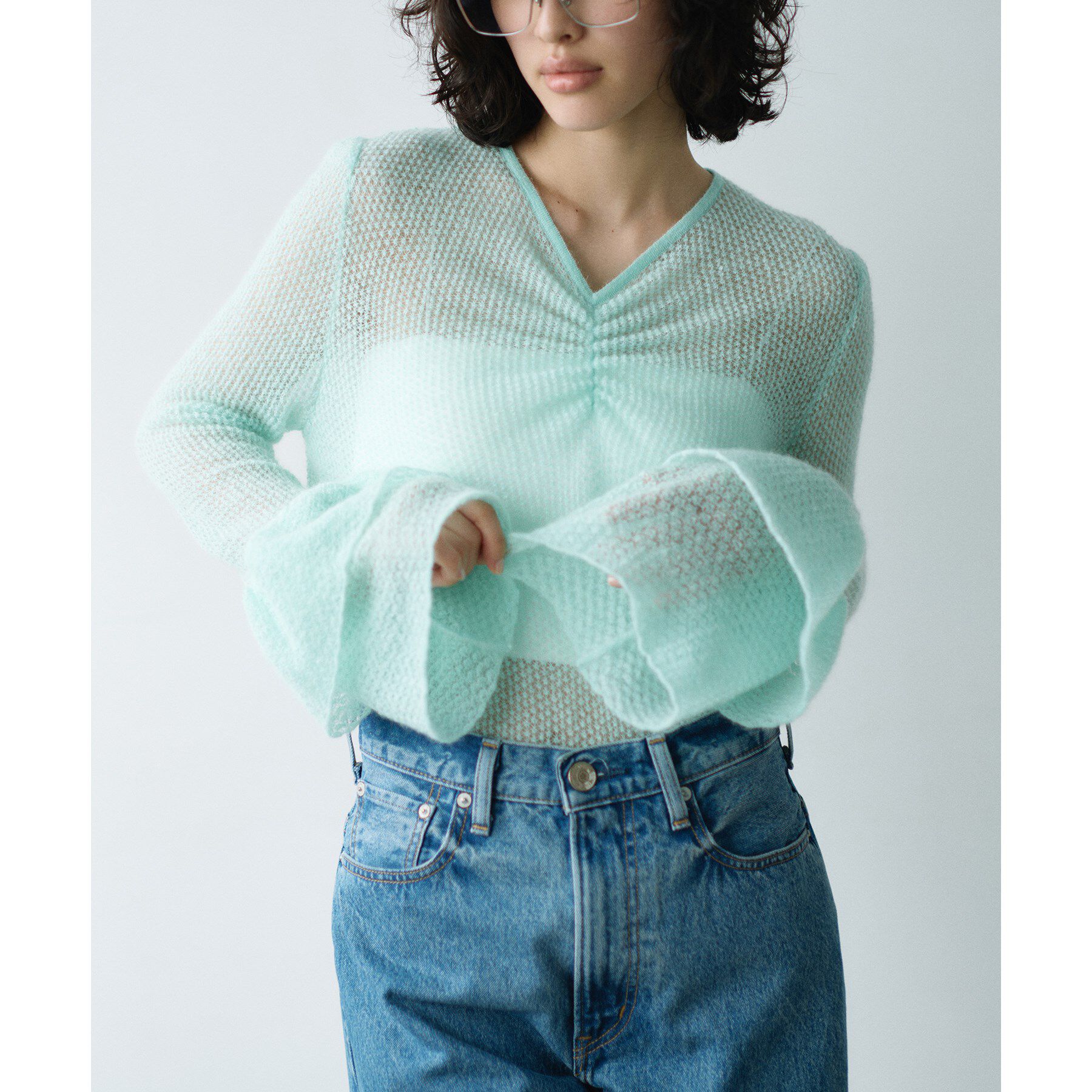 CODE A「bell sleeve mohair pullover」|ニット・セーター|ミントグリーン(02