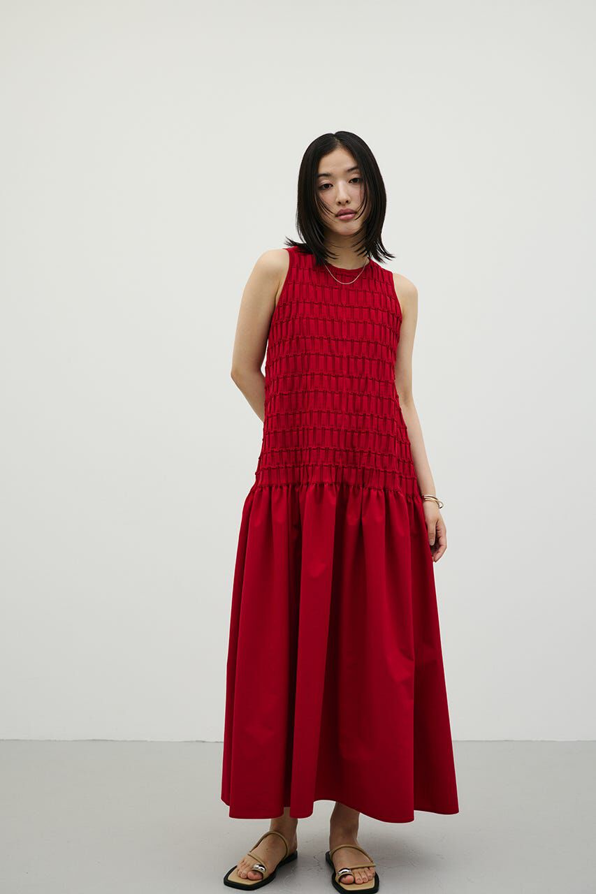 STYLEMIXER「クロシェドッキングティアードワンピース」|ワンピース|RED