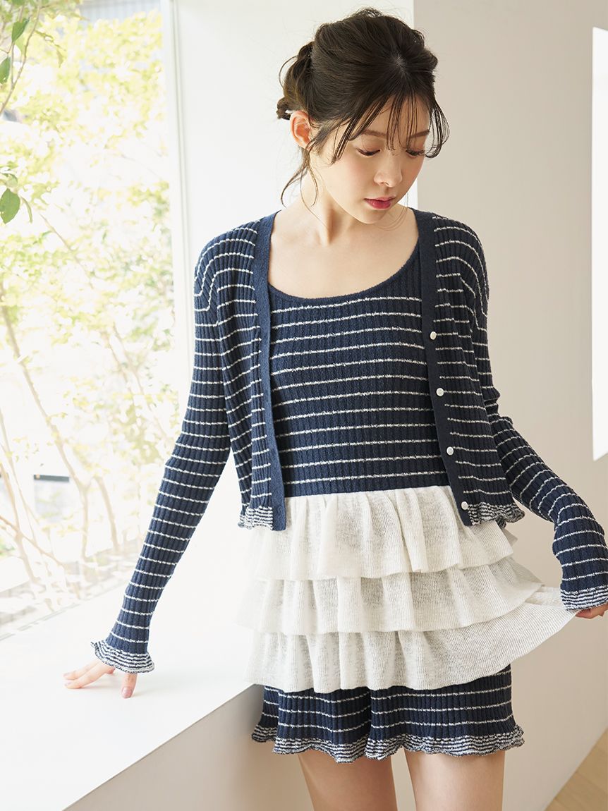 SNIDEL HOME「ボーダーリブショートパンツ」|ルームウェア|