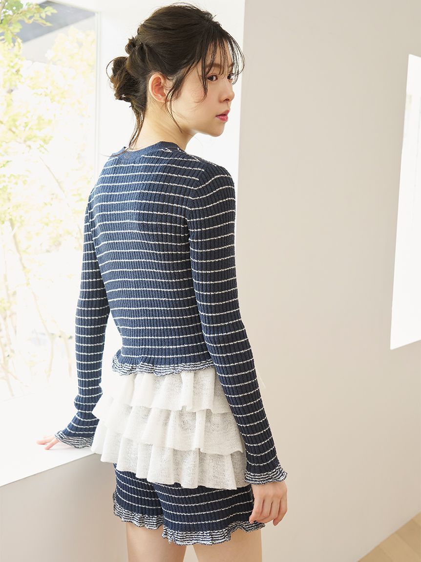SNIDEL HOME「ボーダーリブショートパンツ」|ルームウェア|