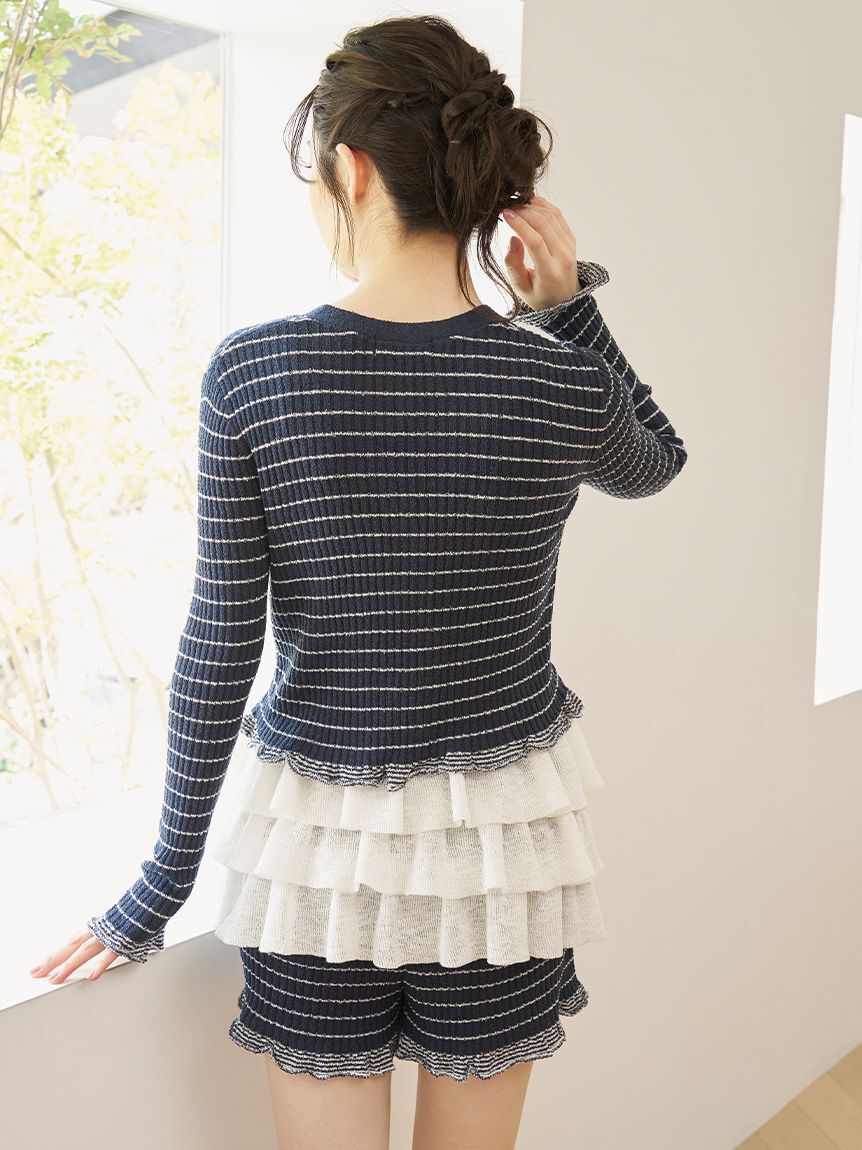 SNIDEL HOME「ボーダーリブショートパンツ」|ルームウェア|